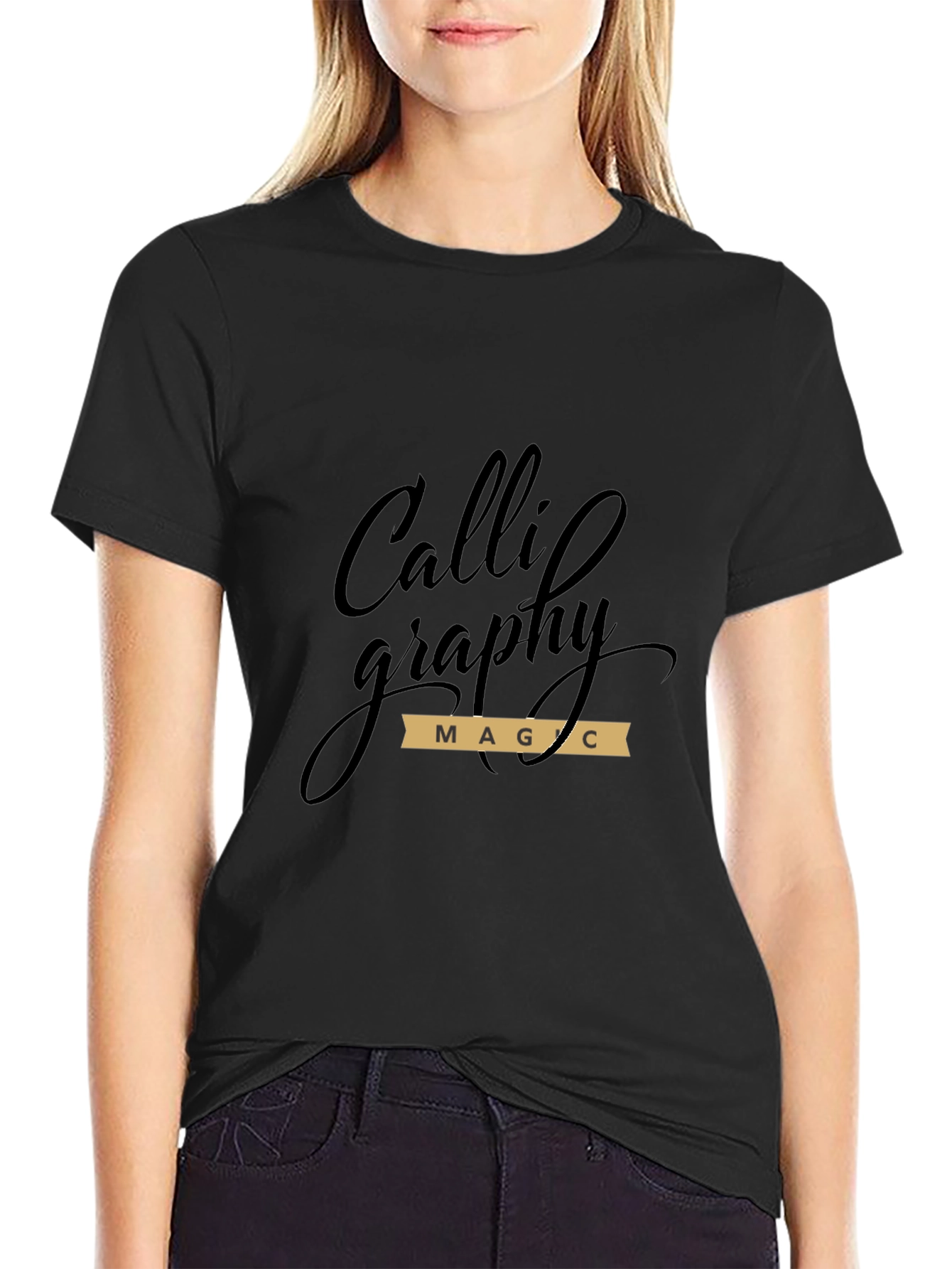 Calligraphy Magic Black Graphic T-Shirt