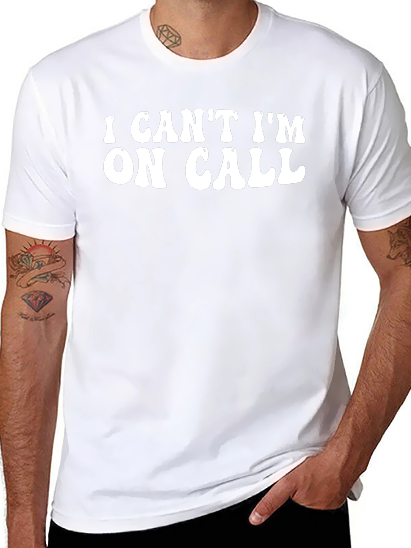 I Cant Im On Call Black T-Shirt