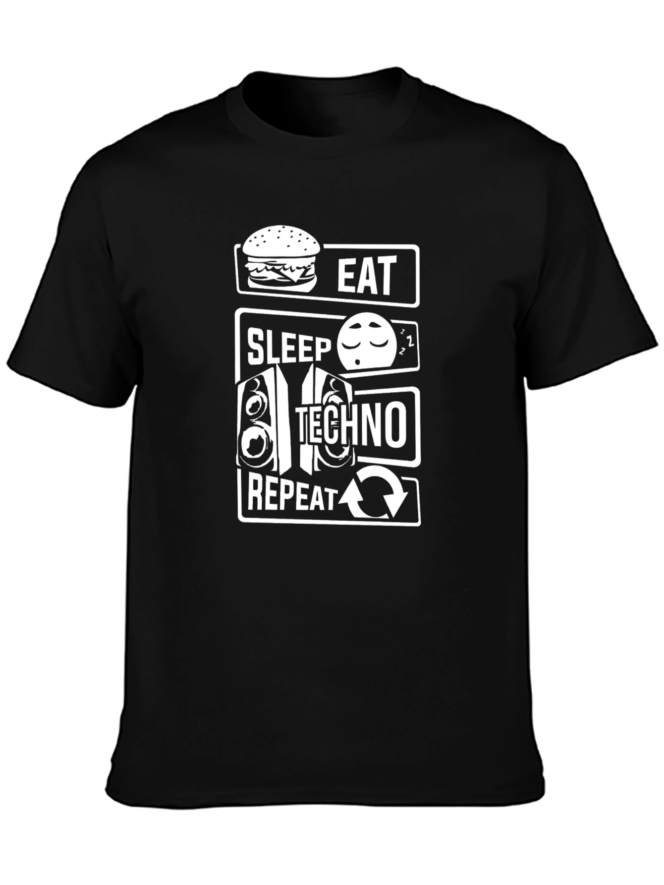 Eat Sleep Techno Repeat Graphic T-Shirt