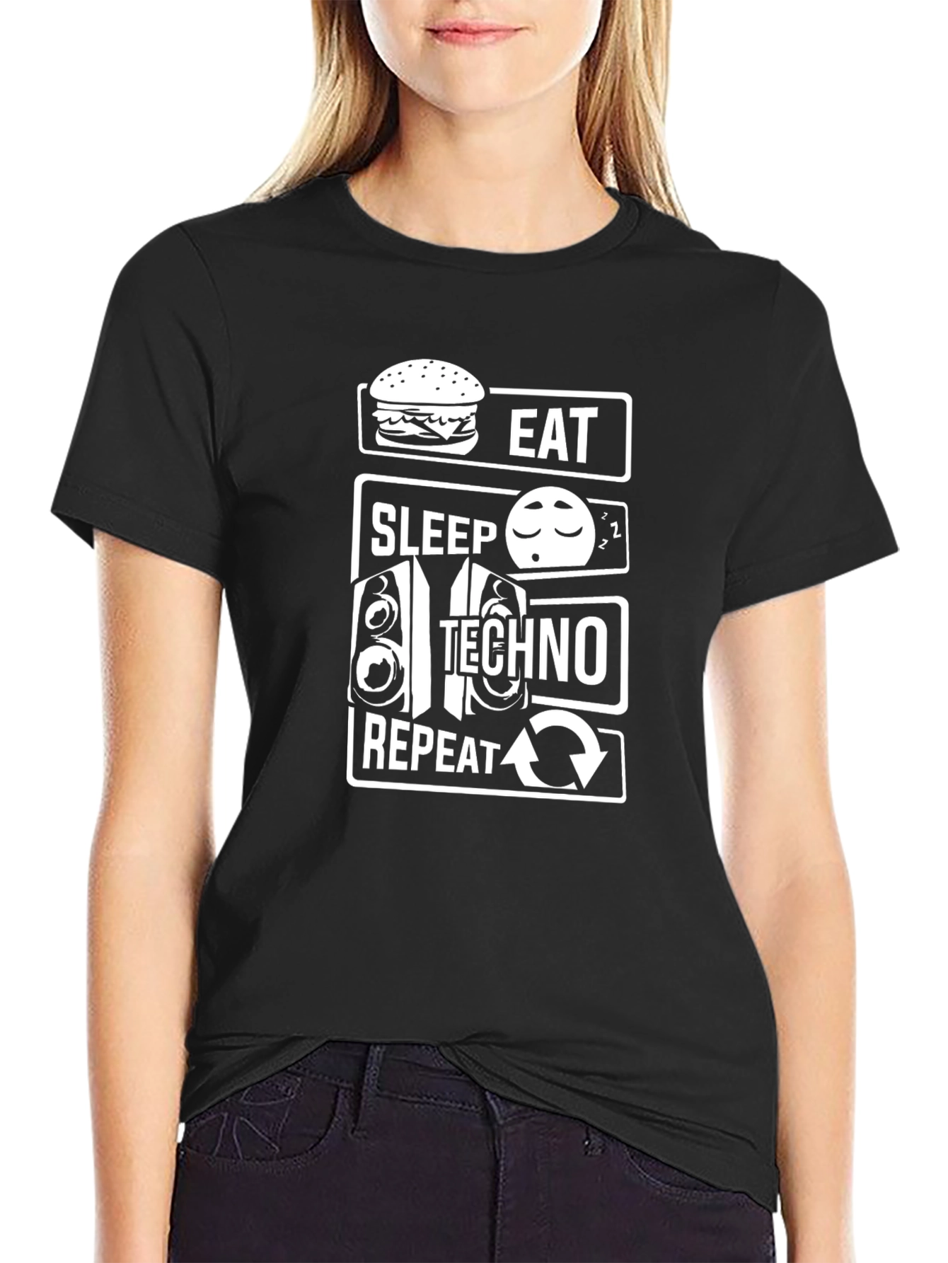 Eat Sleep Techno Repeat Graphic T-Shirt