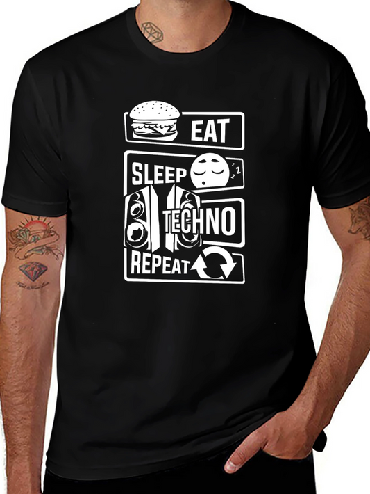 Eat Sleep Techno Repeat Graphic T-Shirt