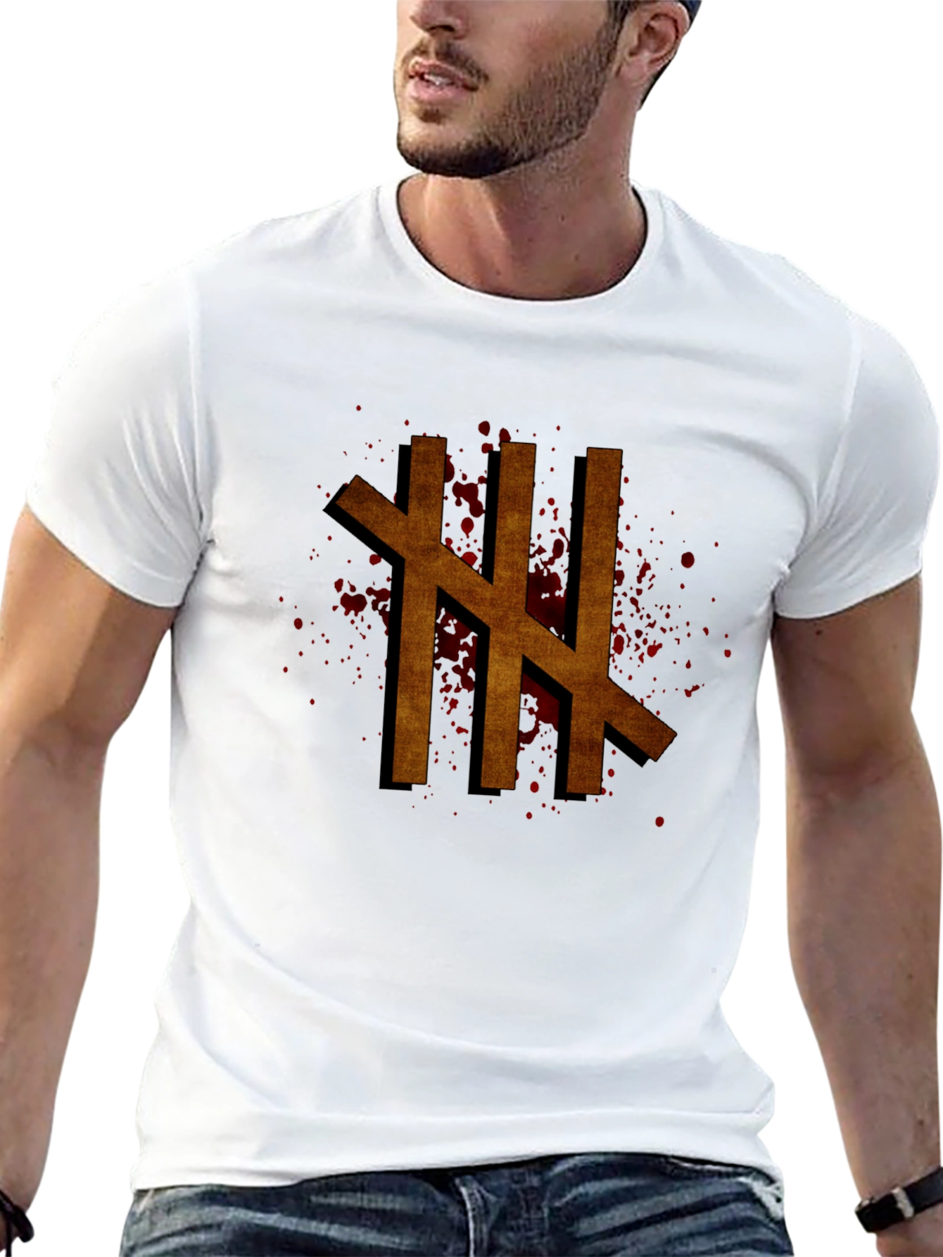 Mens Black T-Shirt with Rune Graphic