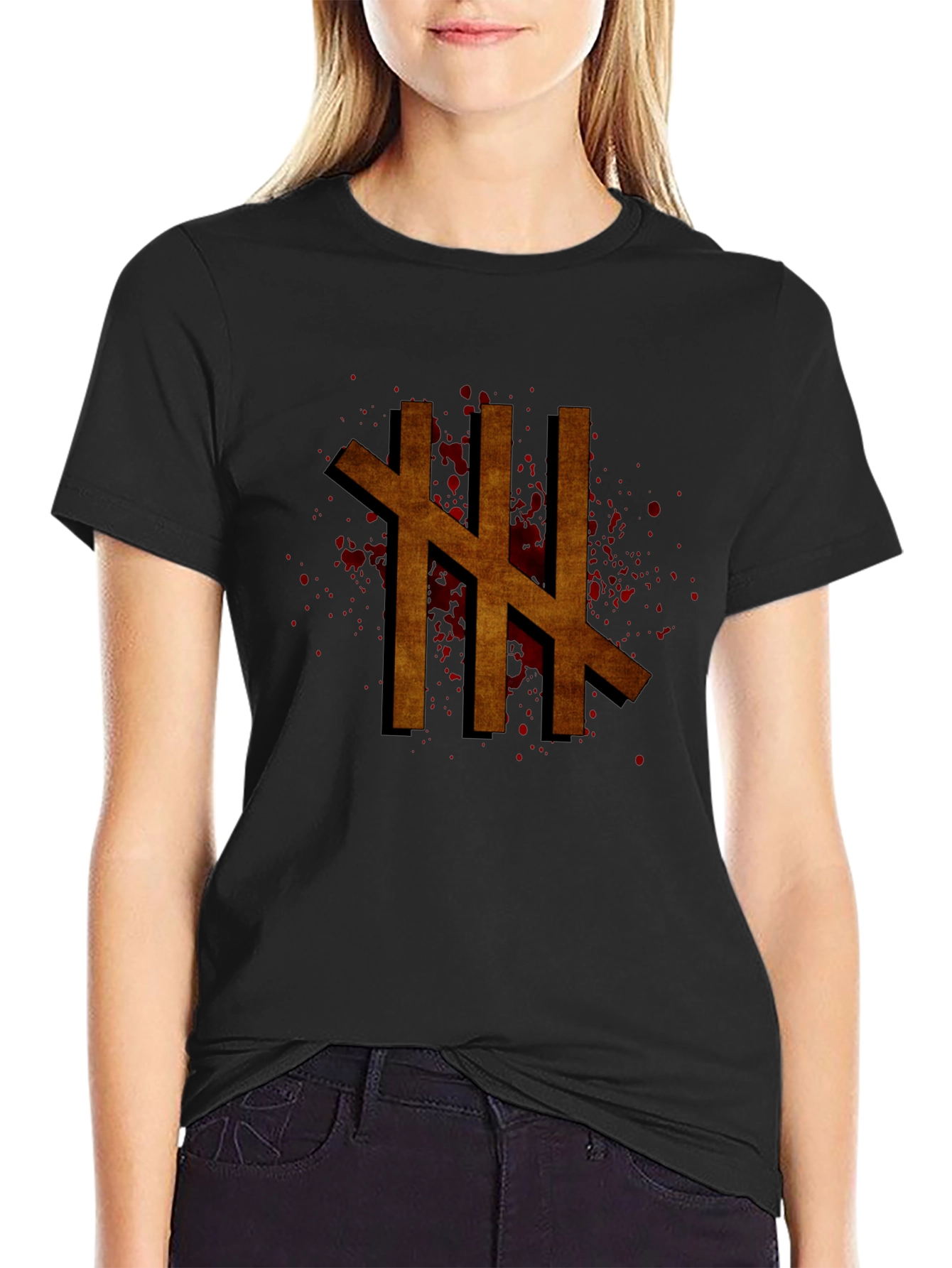 Mens Black T-Shirt with Rune Graphic