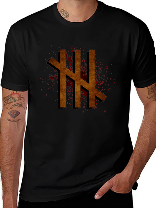 Mens Black T-Shirt with Rune Graphic