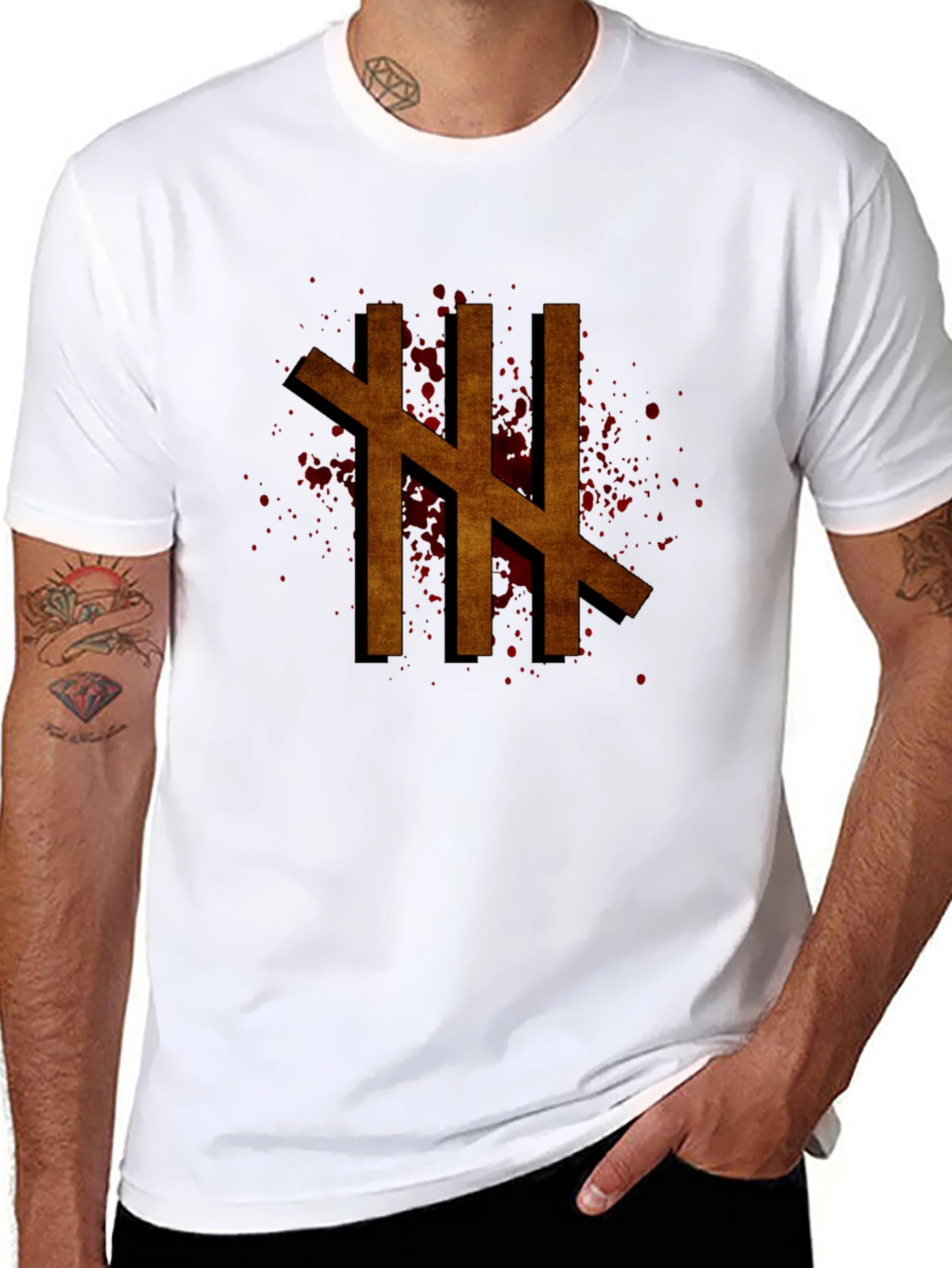 Mens Black T-Shirt with Rune Graphic
