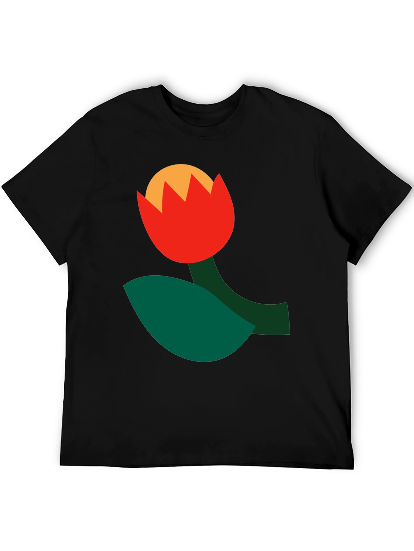 Abstract Flower Graphic Tee - Black