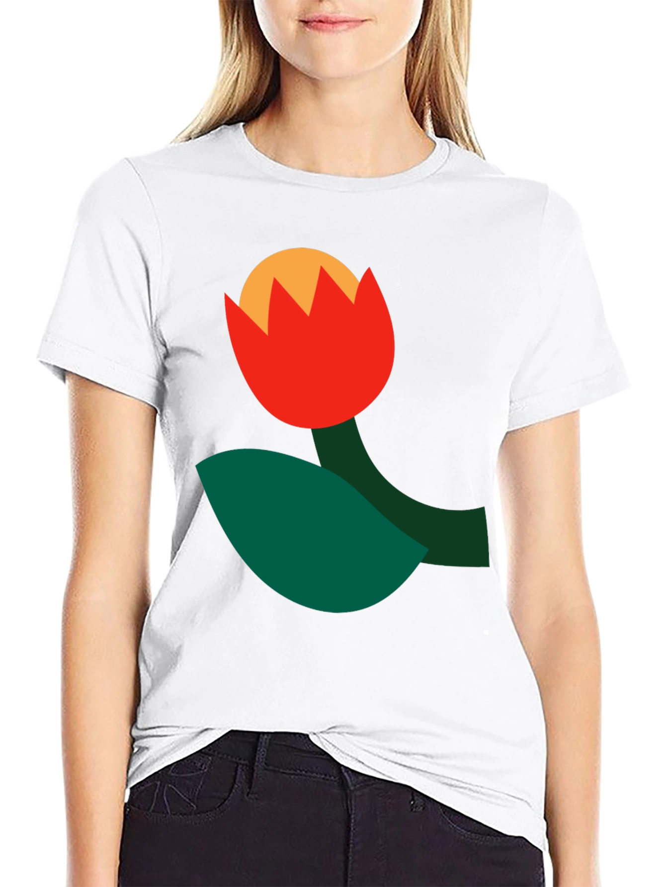 Abstract Flower Graphic Tee - Black