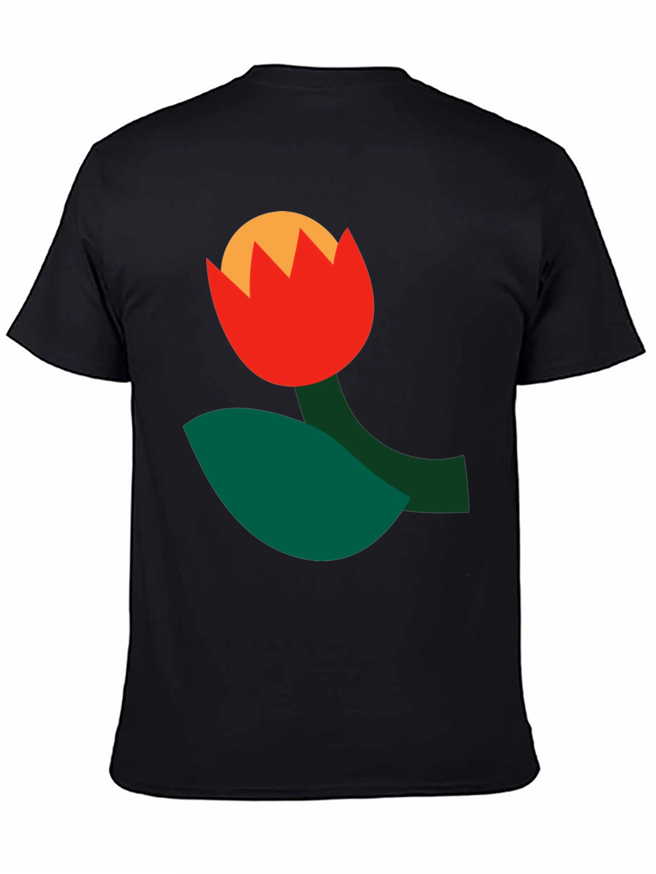 Abstract Flower Graphic Tee - Black