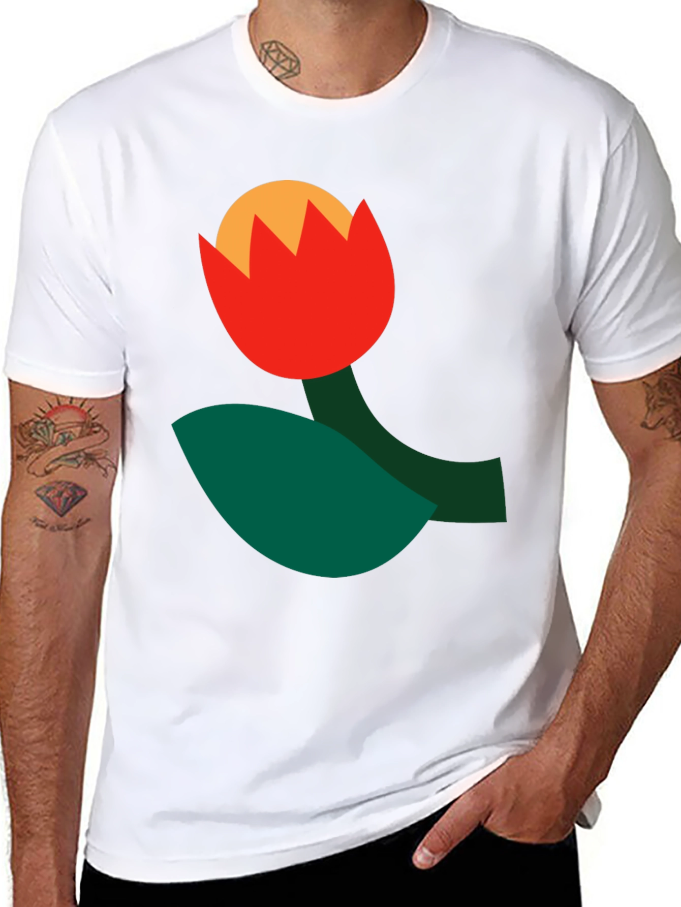 Abstract Flower Graphic Tee - Black