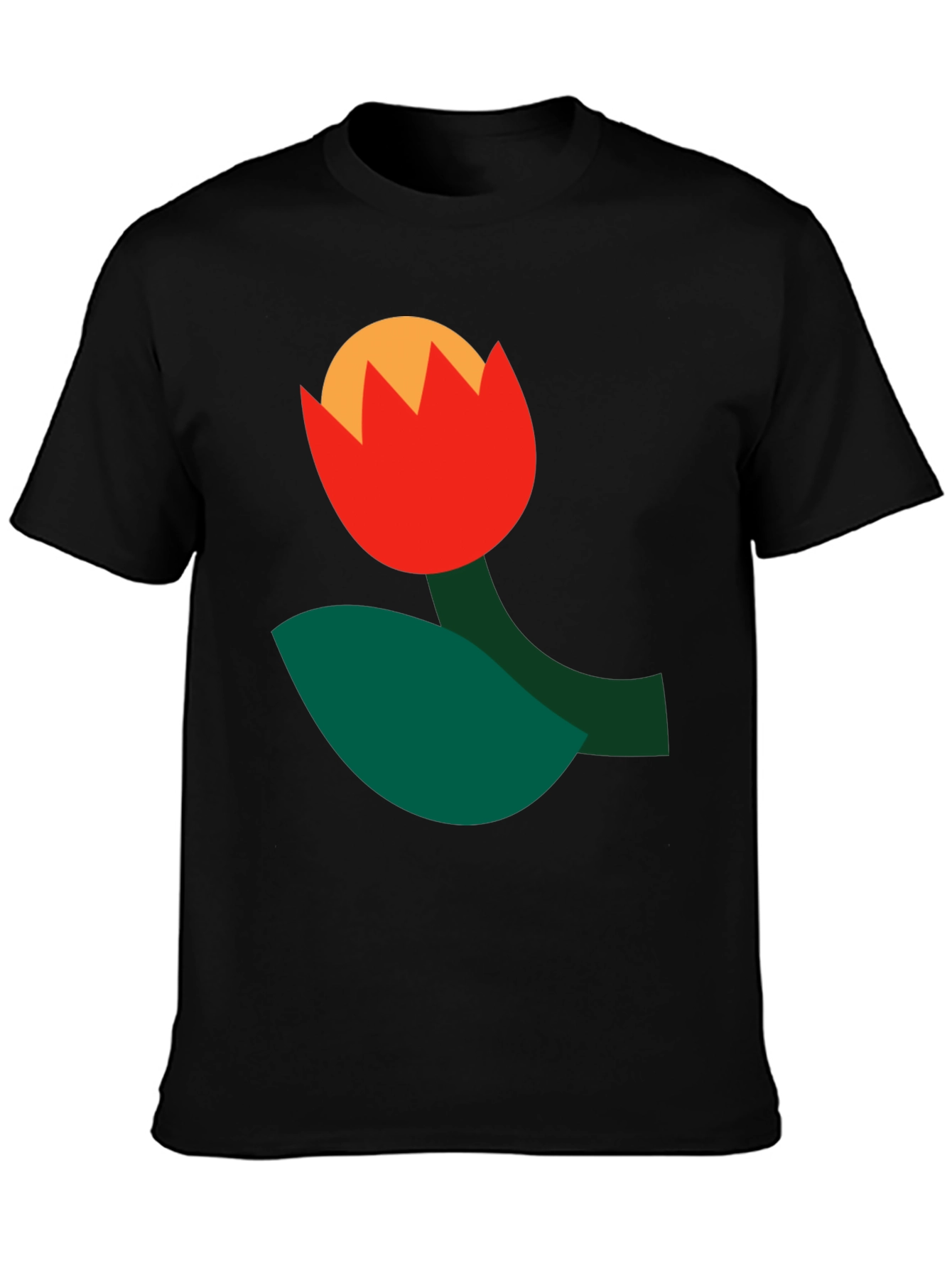Abstract Flower Graphic Tee - Black