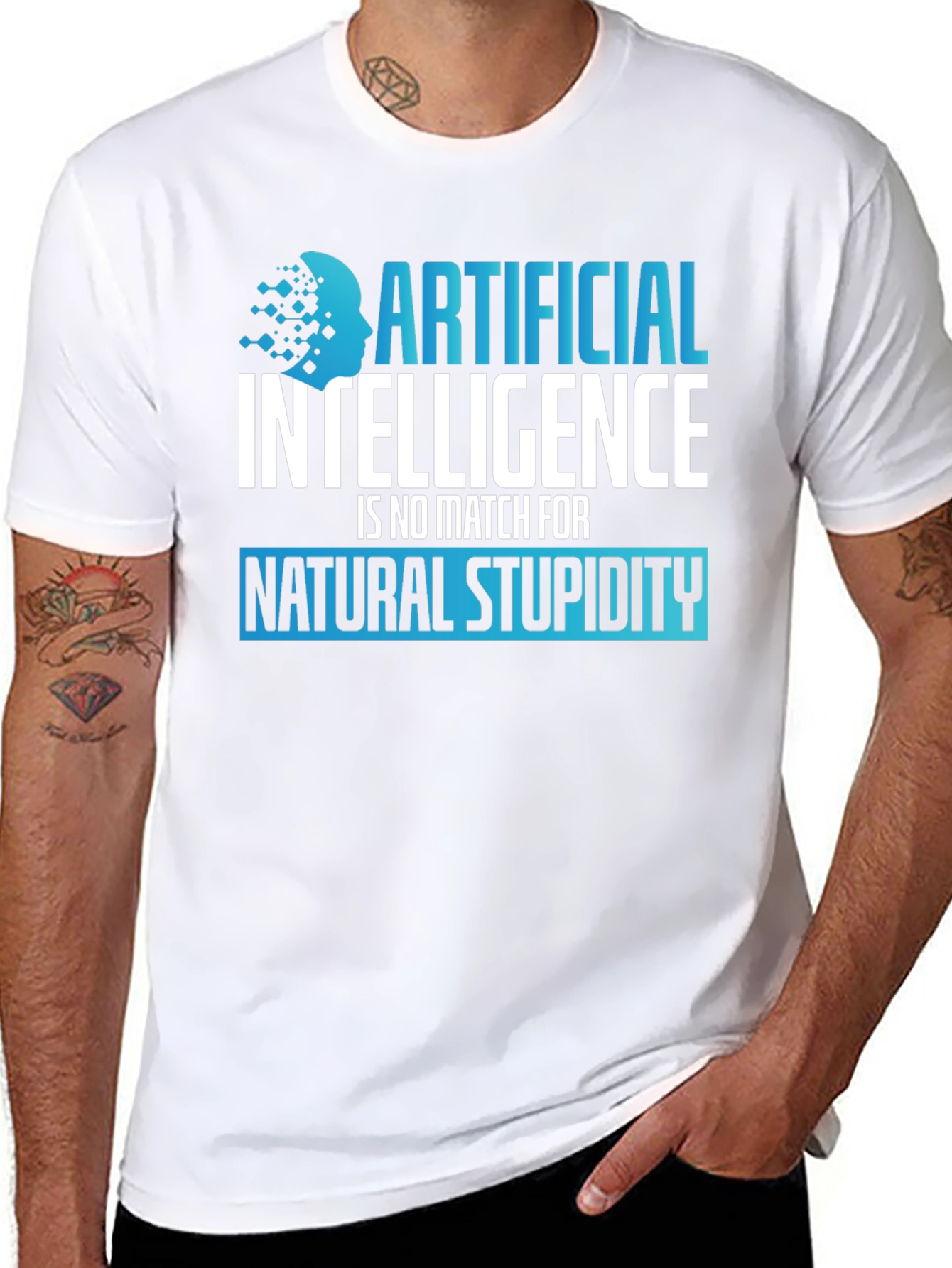 AI vs Stupidity Graphic T-Shirt