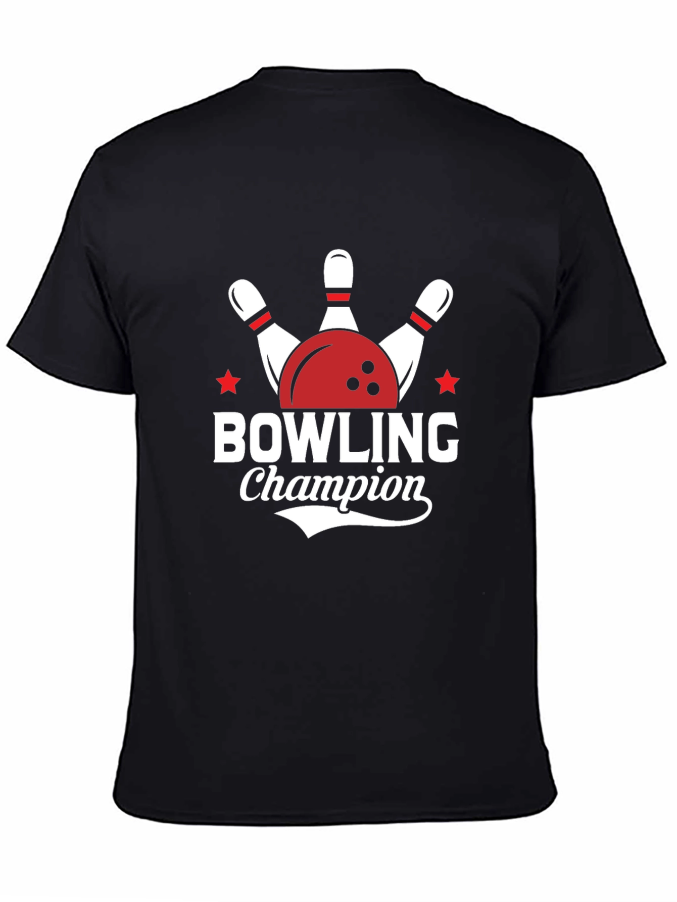 Bowling Champion Graphic Tee - Black Cotton T-Shirt