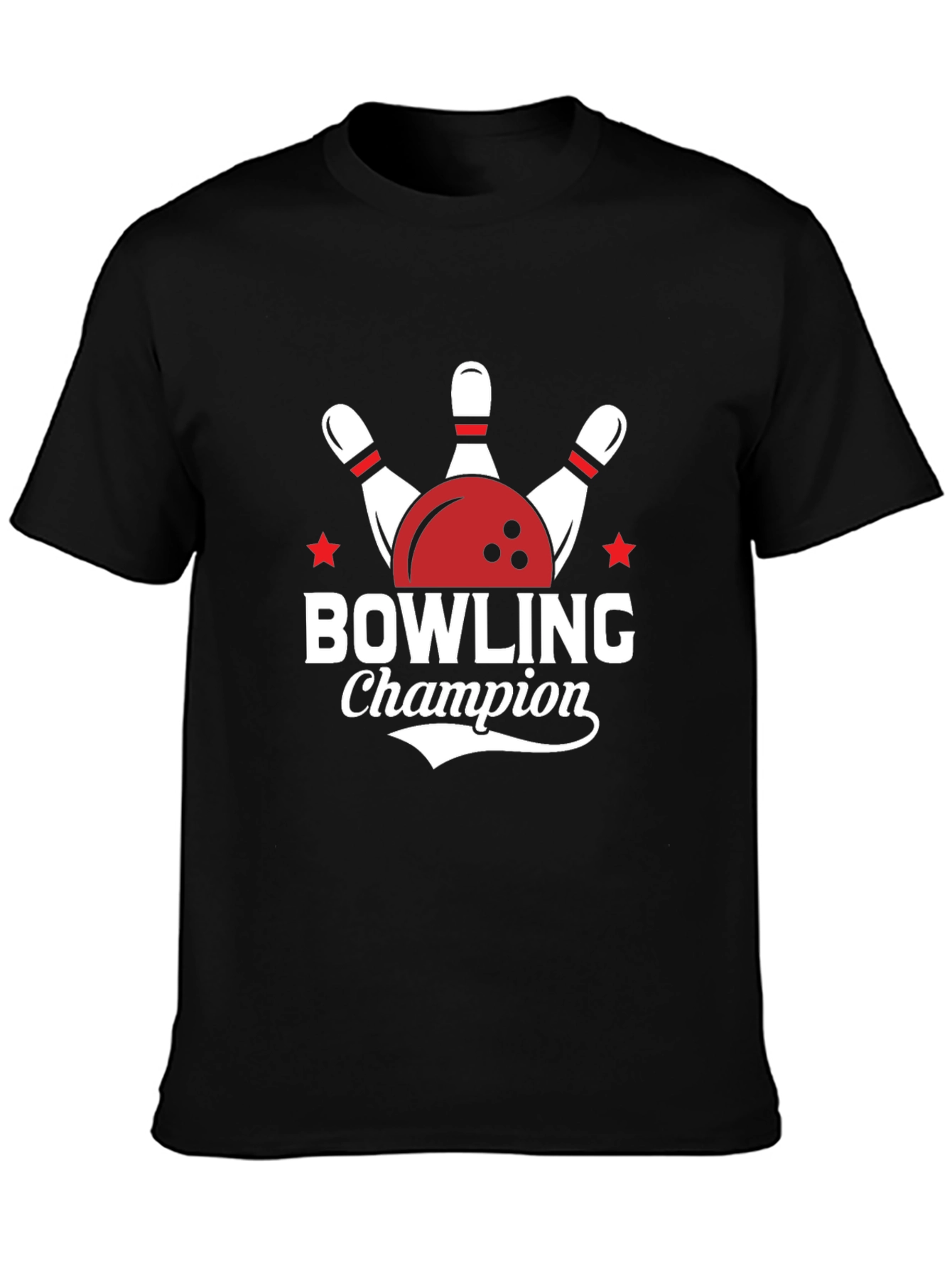 Bowling Champion Graphic Tee - Black Cotton T-Shirt