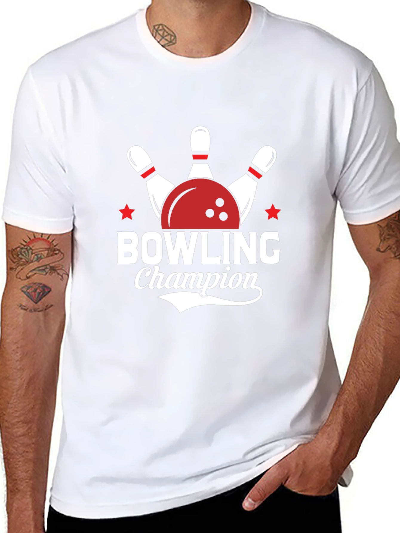 Bowling Champion Graphic Tee - Black Cotton T-Shirt