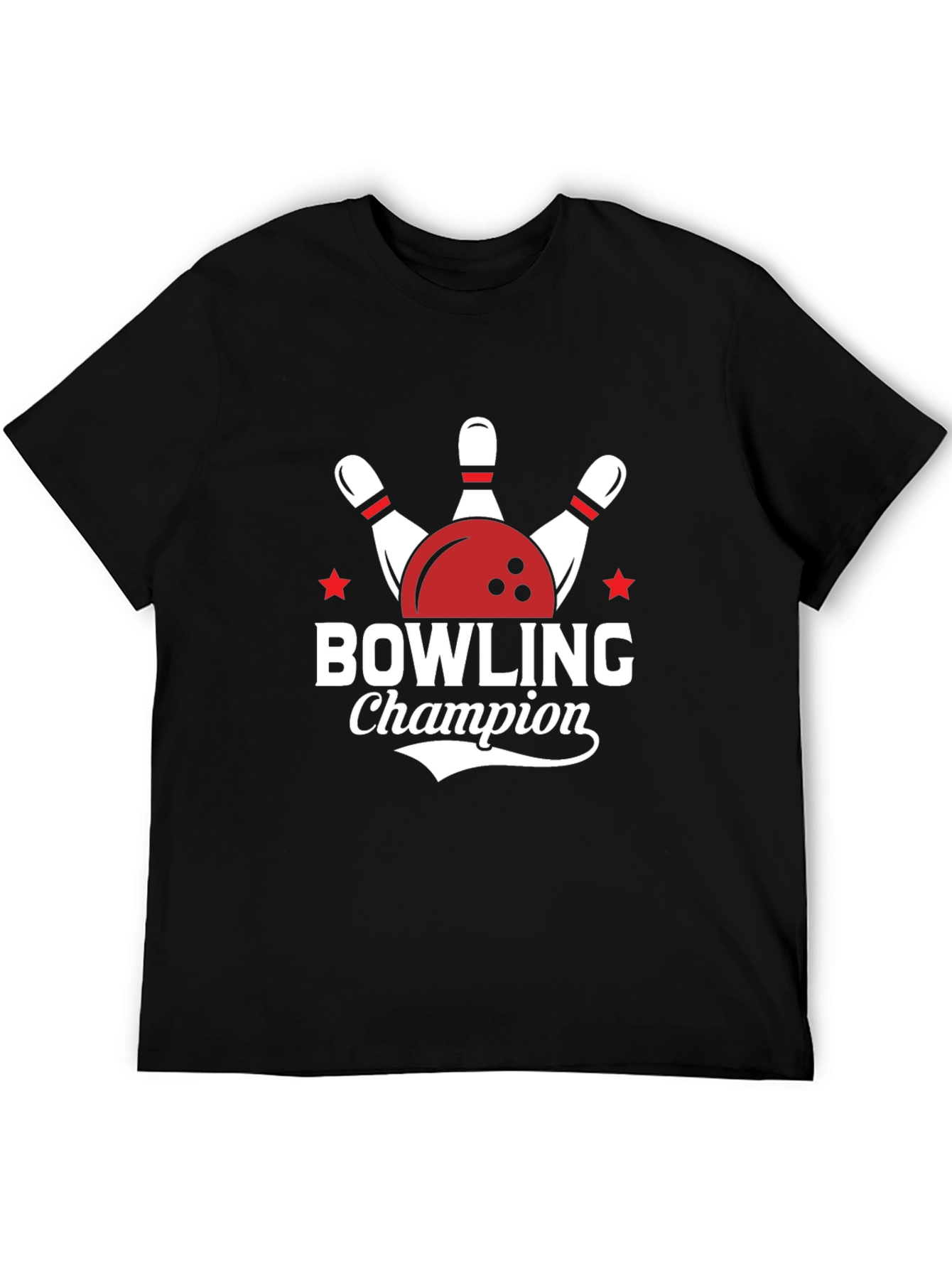 Bowling Champion Graphic Tee - Black Cotton T-Shirt