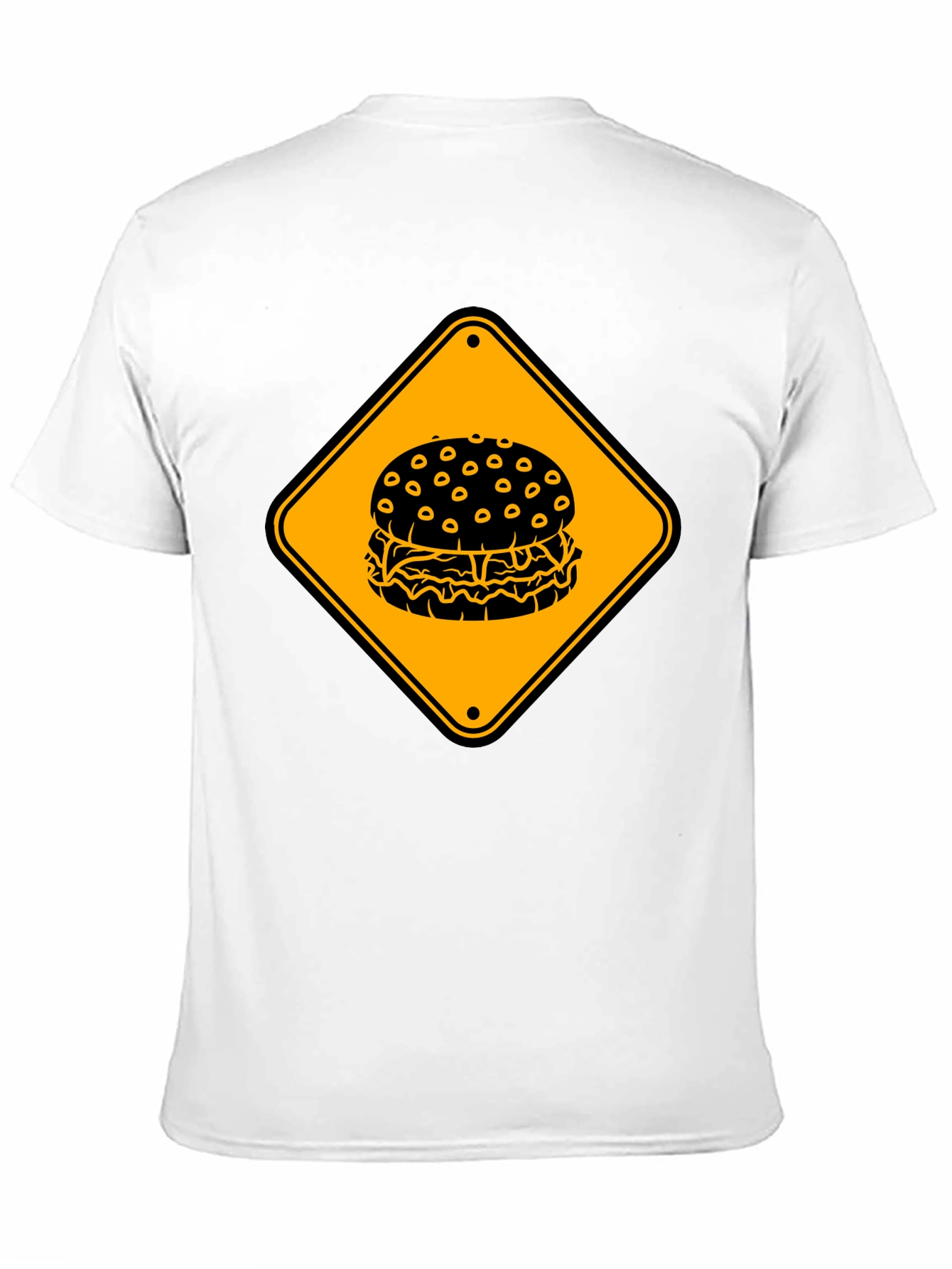 Burger Warning Sign Graphic Tee - Unisex Black T-Shirt