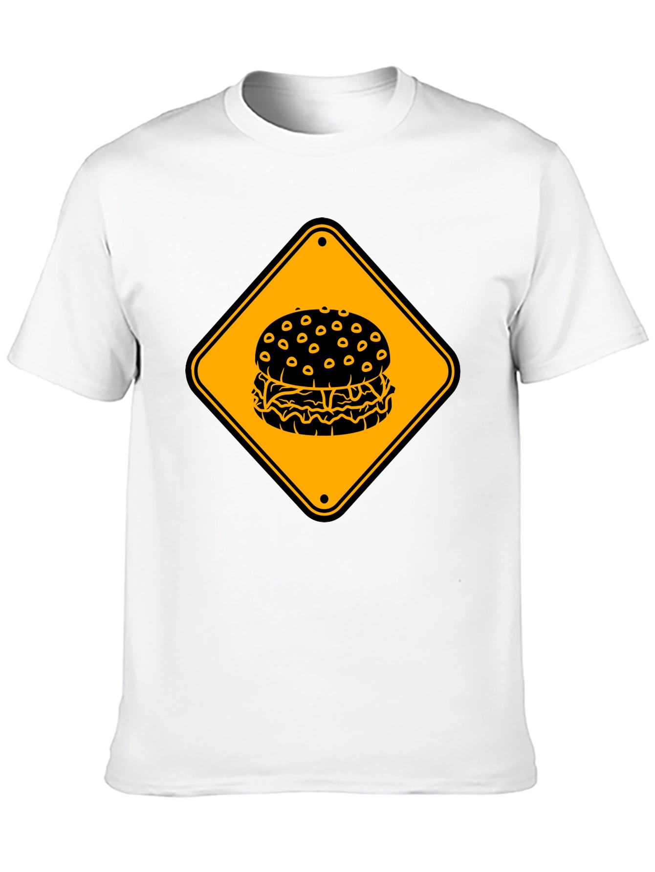 Burger Warning Sign Graphic Tee - Unisex Black T-Shirt