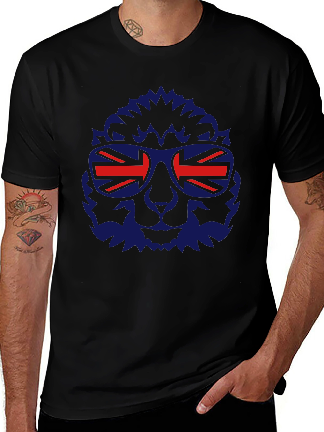 Lion UK Flag Sunglasses Graphic T-Shirt