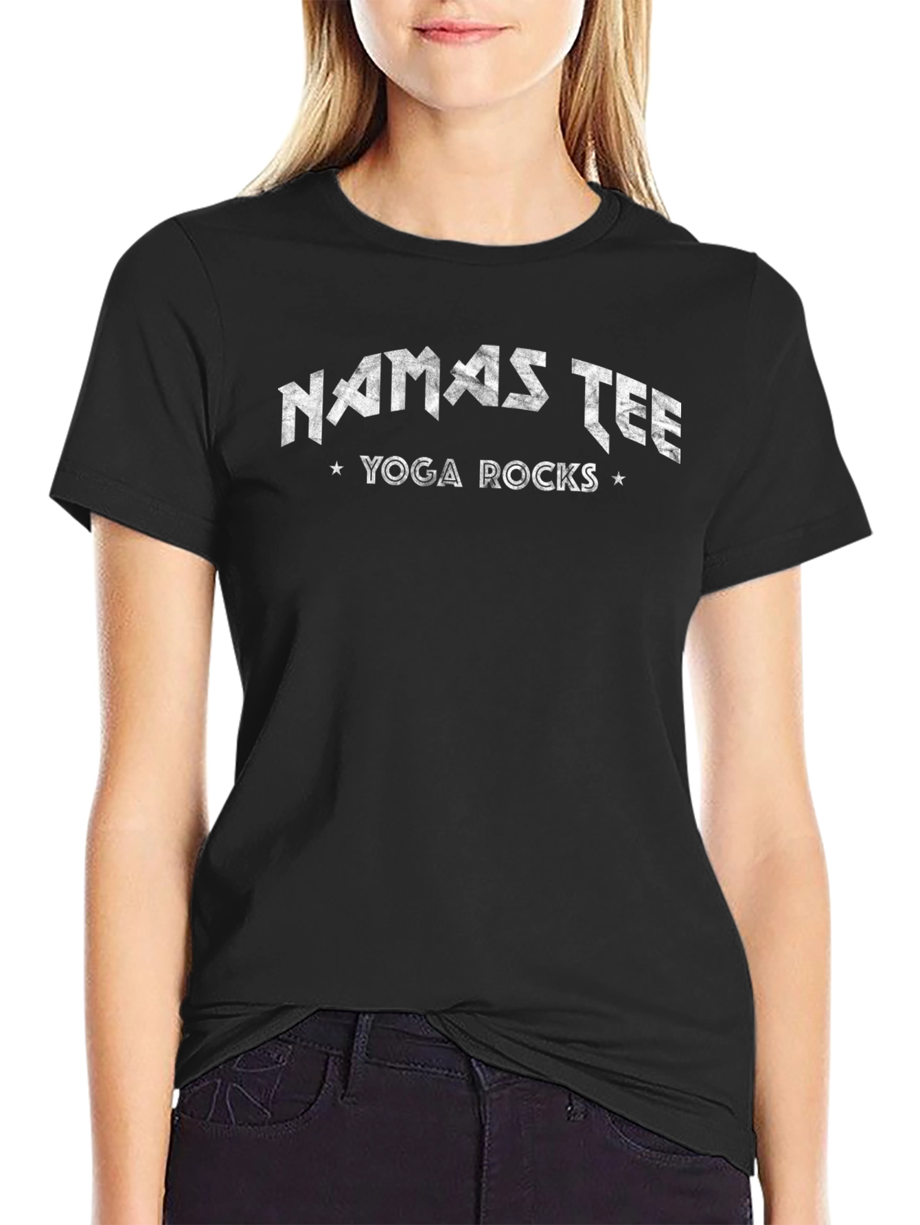 Namastee Yoga Rocks Tee - Black