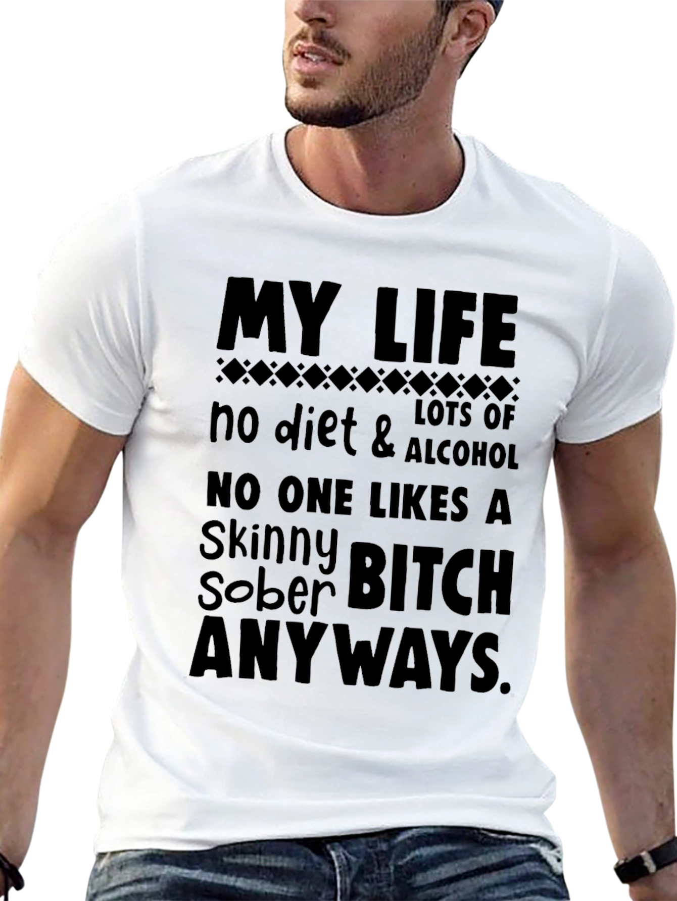 My Life No Diet & Alcohol Black T-Shirt