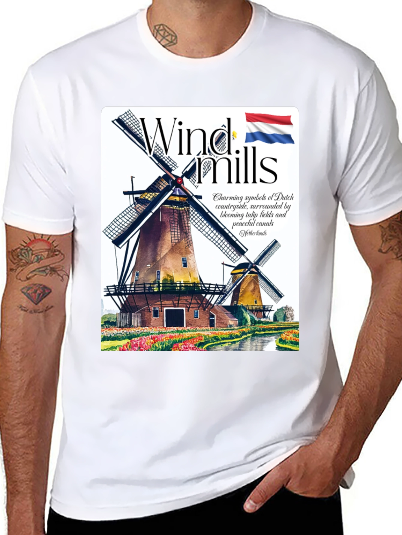 Netherlands Windmills Graphic T-Shirt