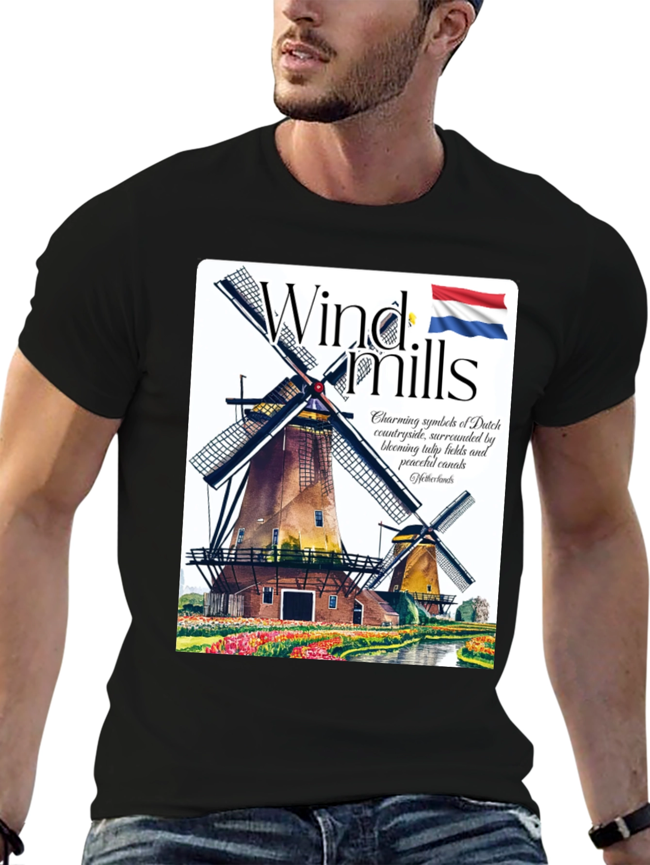Netherlands Windmills Graphic T-Shirt