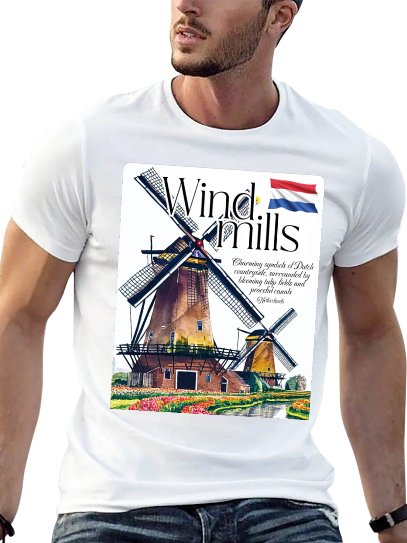 Netherlands Windmills Graphic T-Shirt