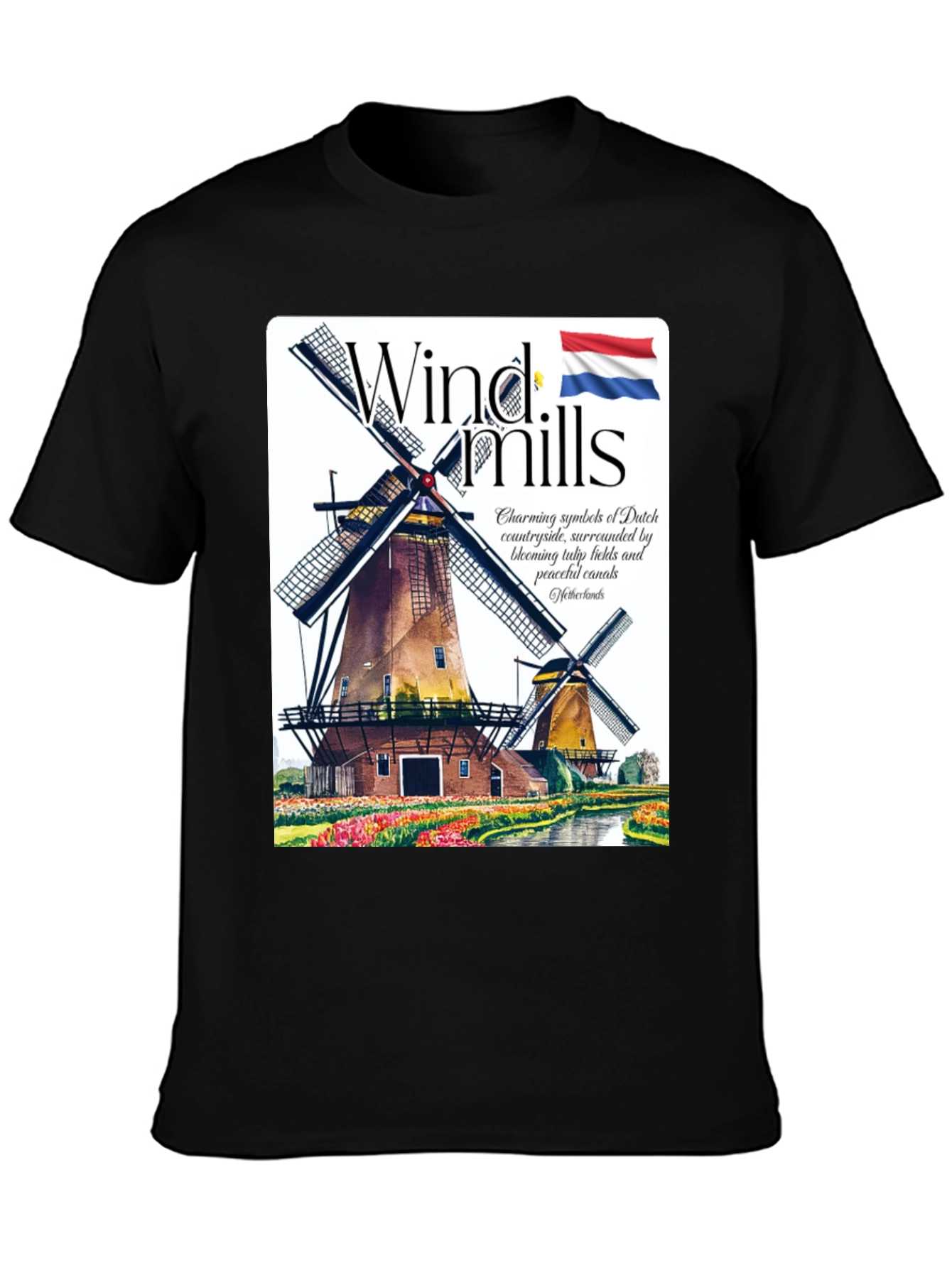 Netherlands Windmills Graphic T-Shirt