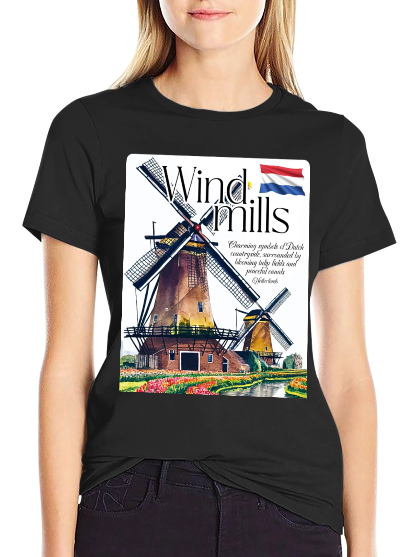 Netherlands Windmills Graphic T-Shirt