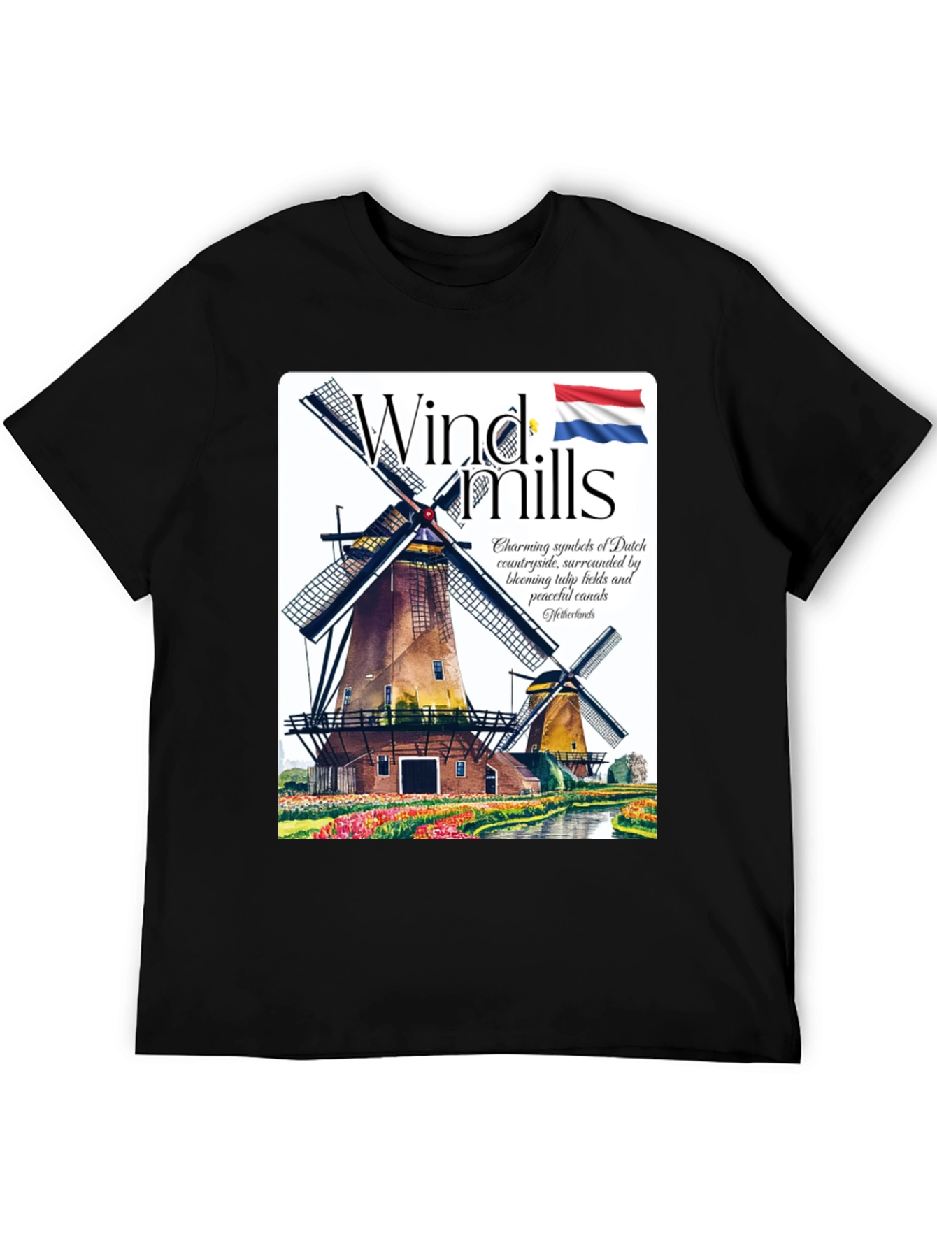 Netherlands Windmills Graphic T-Shirt