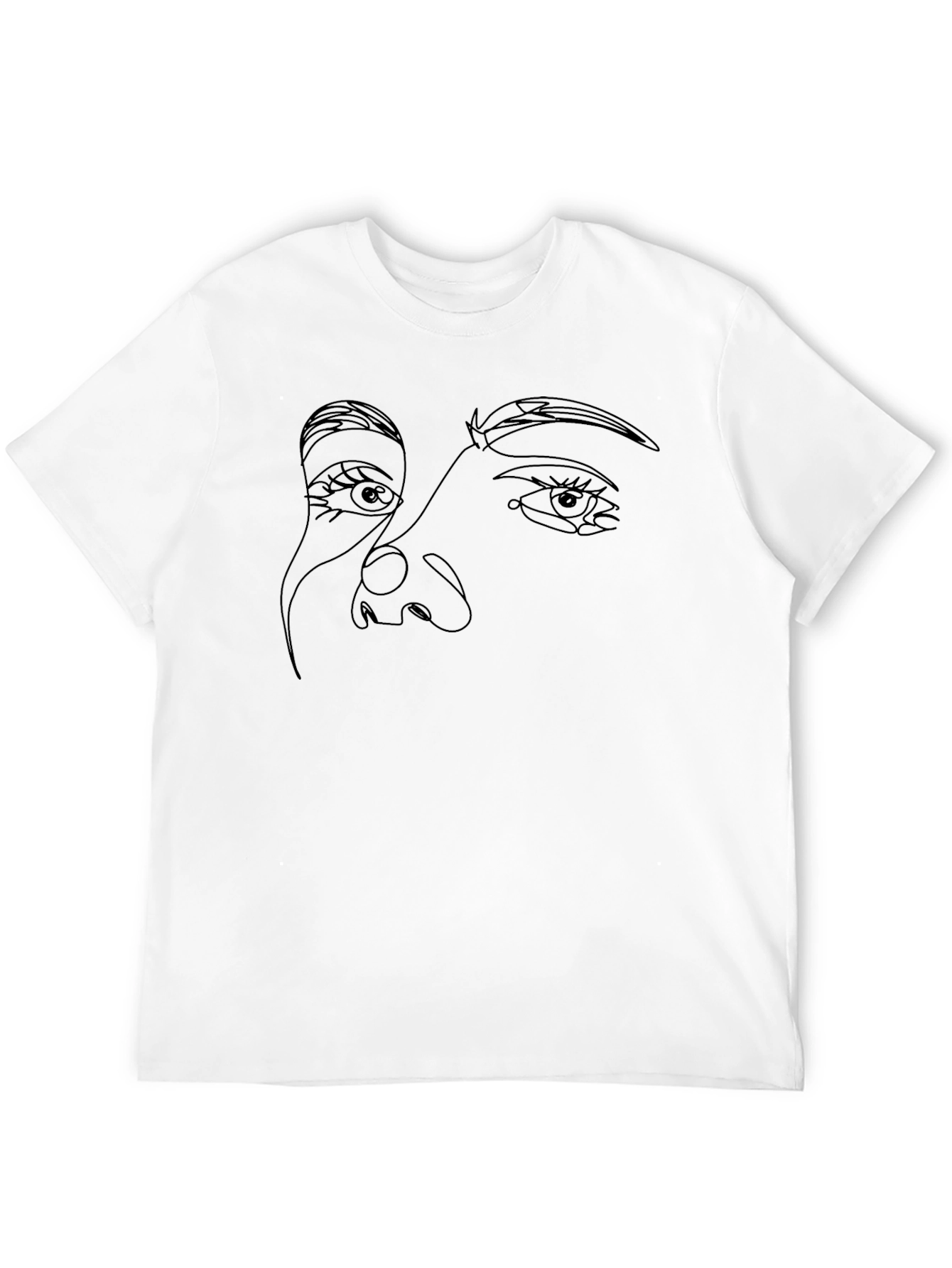 Abstract Face Line Art Graphic Black T-Shirt