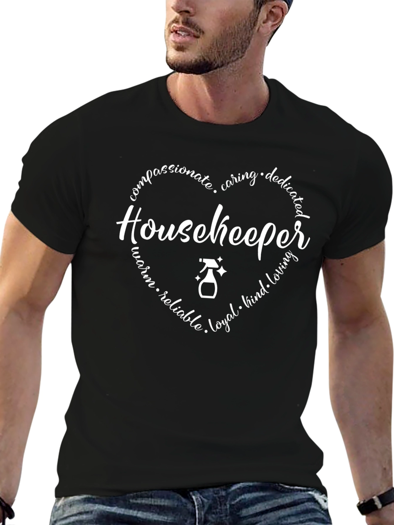 Housekeeper Heart T-Shirt - Compassionate Caring & Dedicated