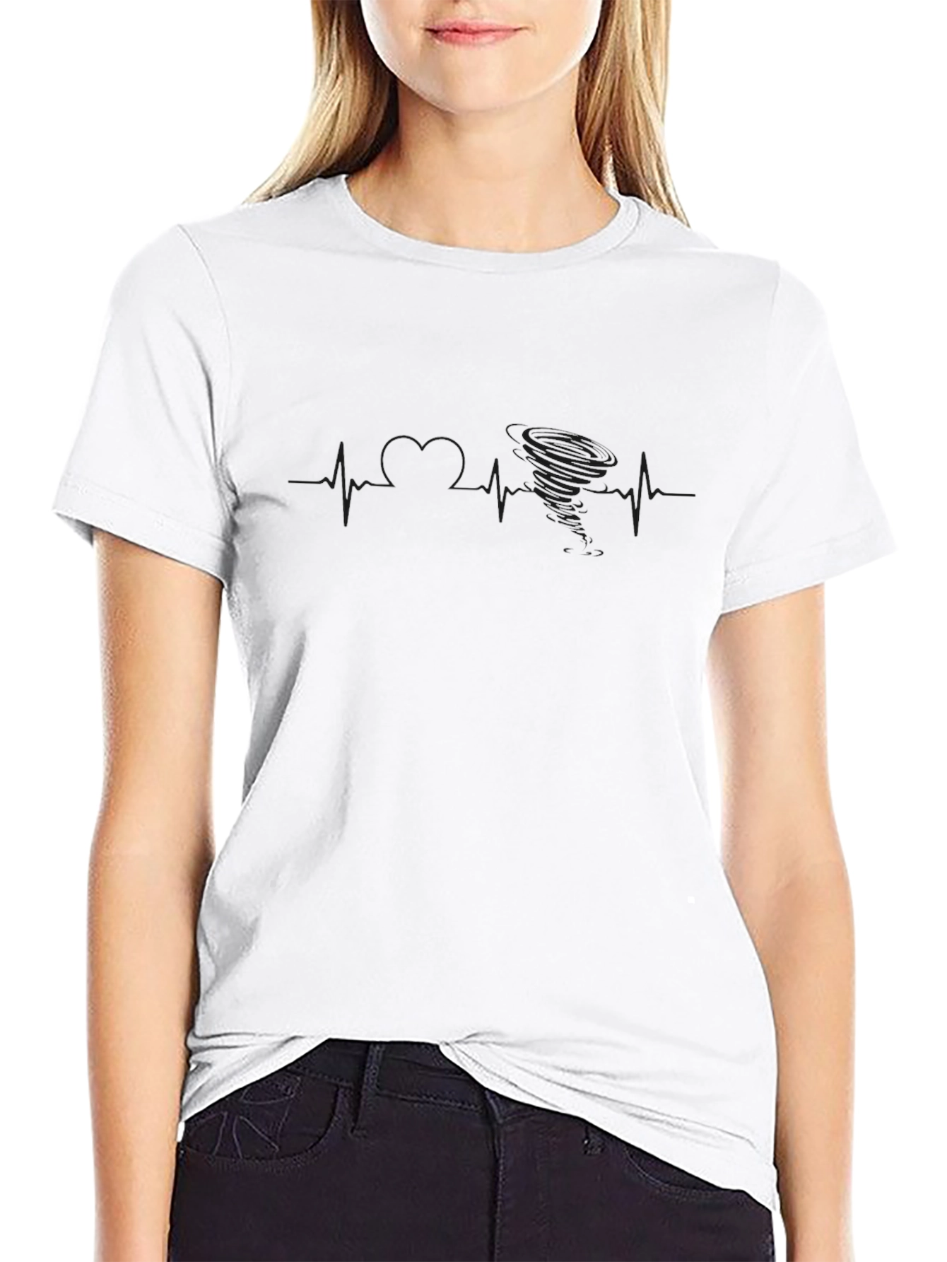 Mens Black Graphic Tee - Tornado Heartbeat