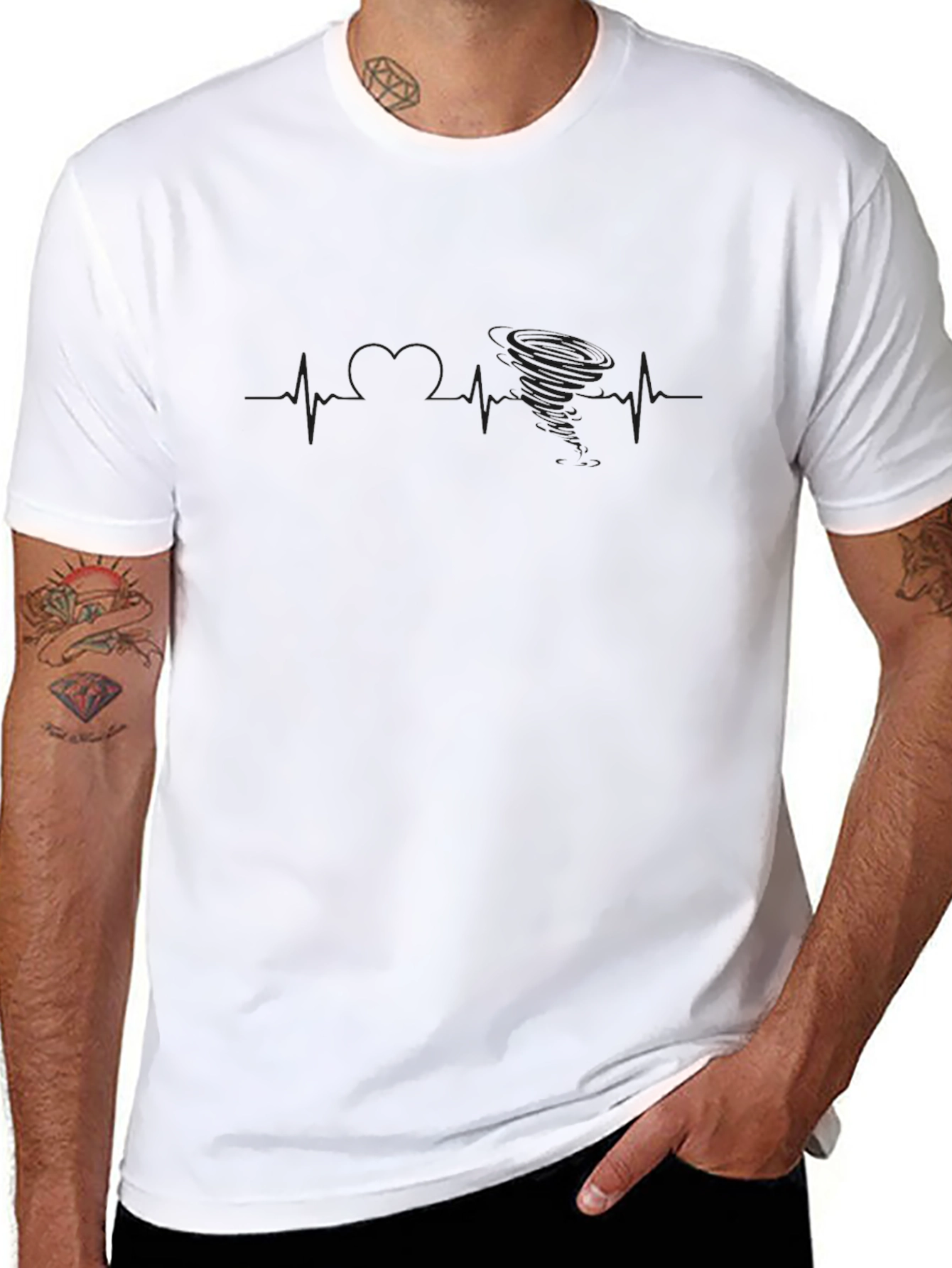 Mens Black Graphic Tee - Tornado Heartbeat