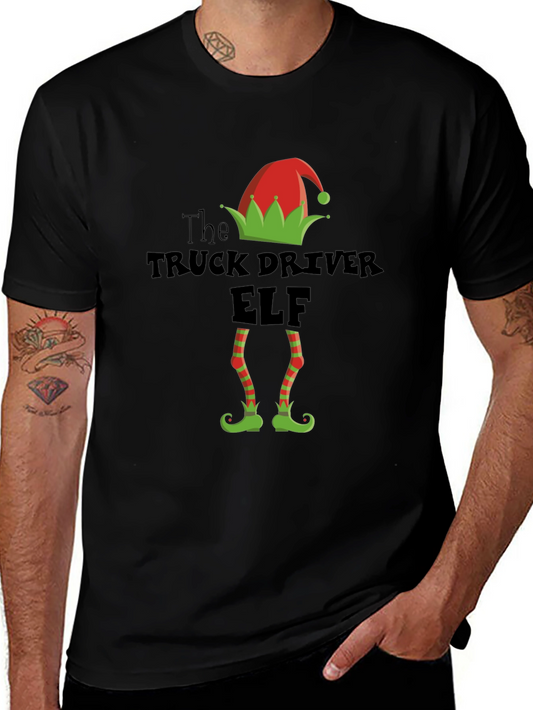 Truck Driver Elf T-Shirt - Christmas Holiday Tee