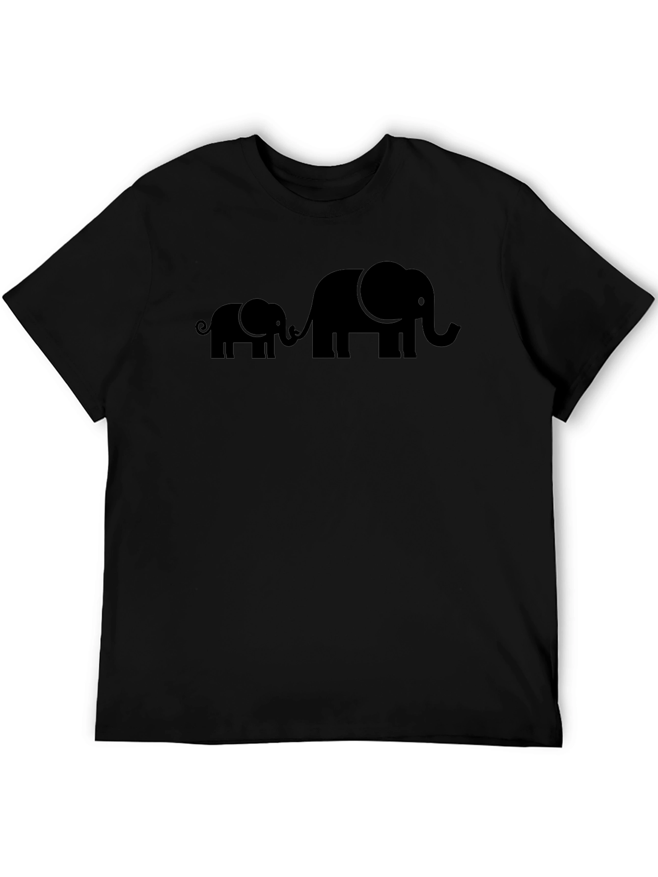 Elephant Family Graphic Tee - Black Cotton