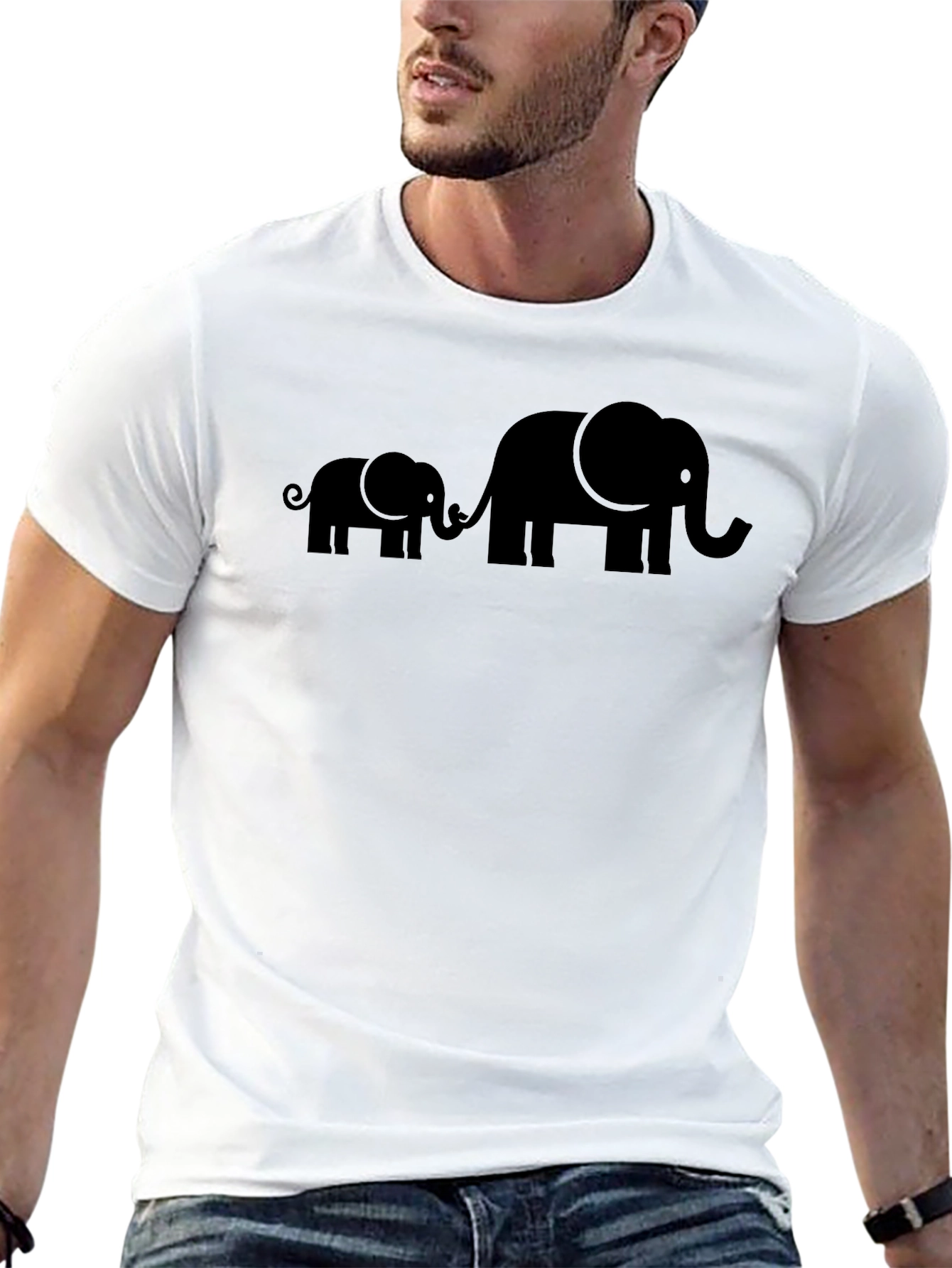 Elephant Family Graphic Tee - Black Cotton
