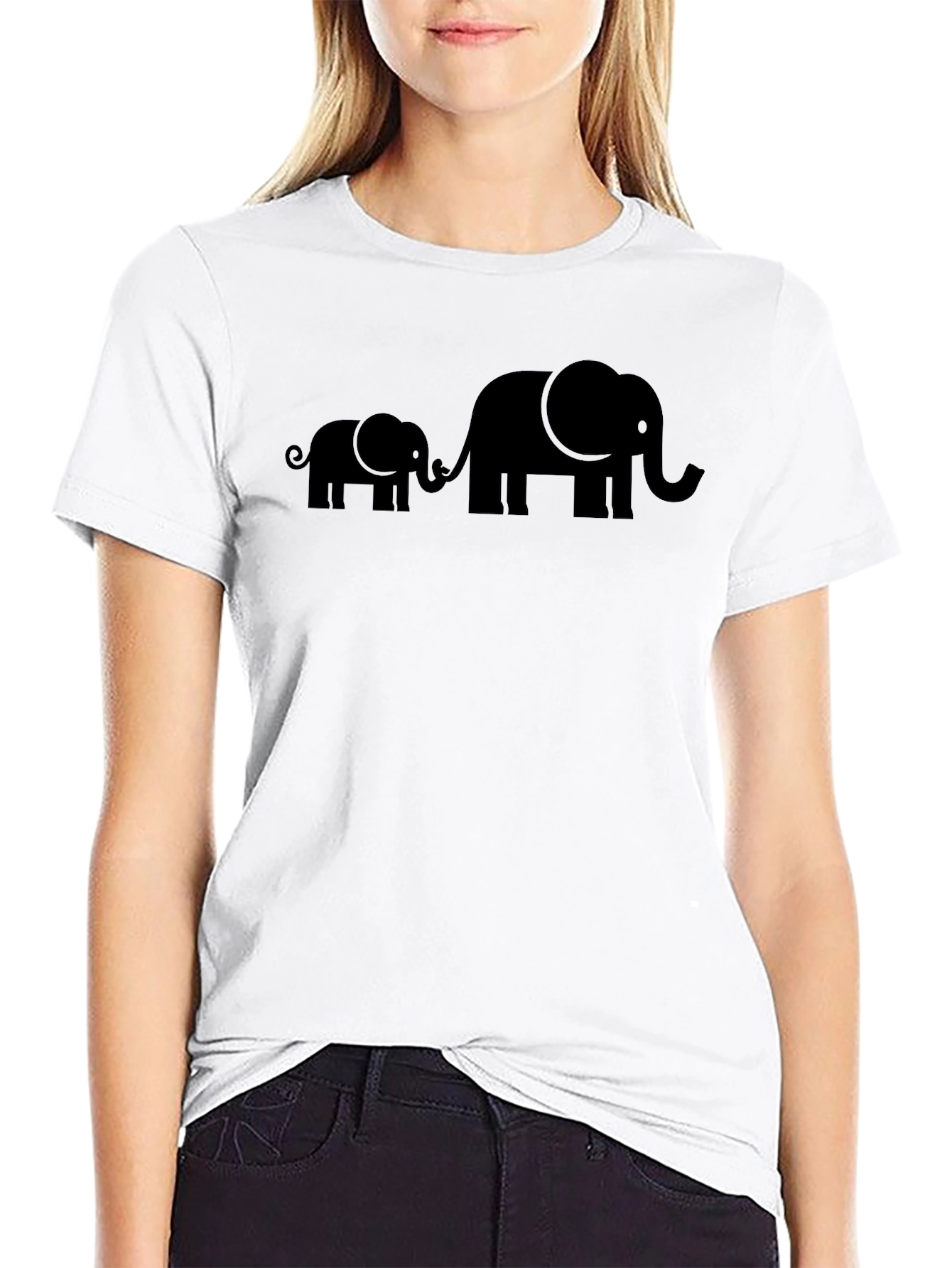 Elephant Family Graphic Tee - Black Cotton
