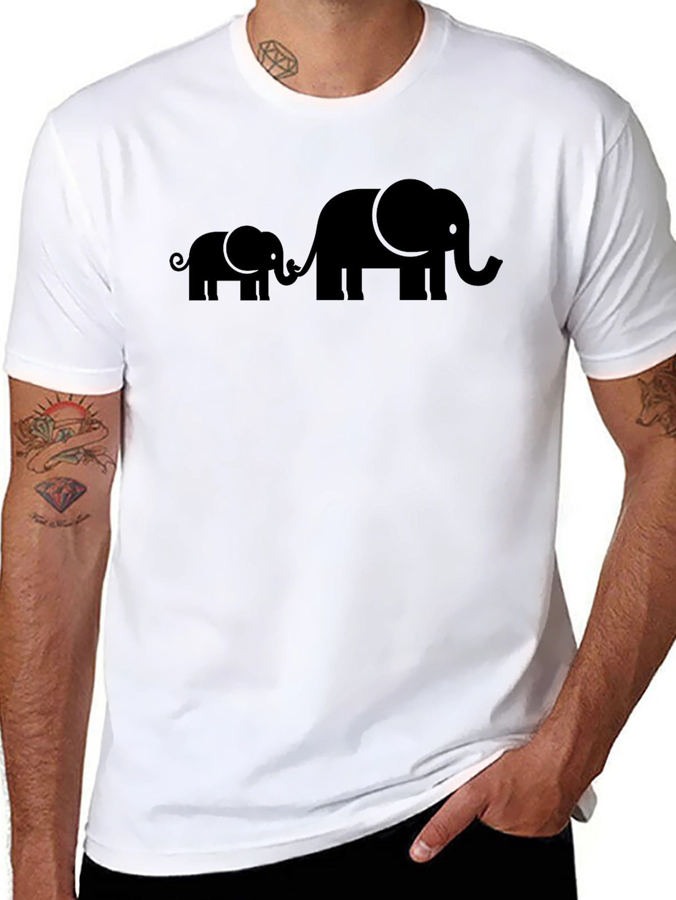 Elephant Family Graphic Tee - Black Cotton