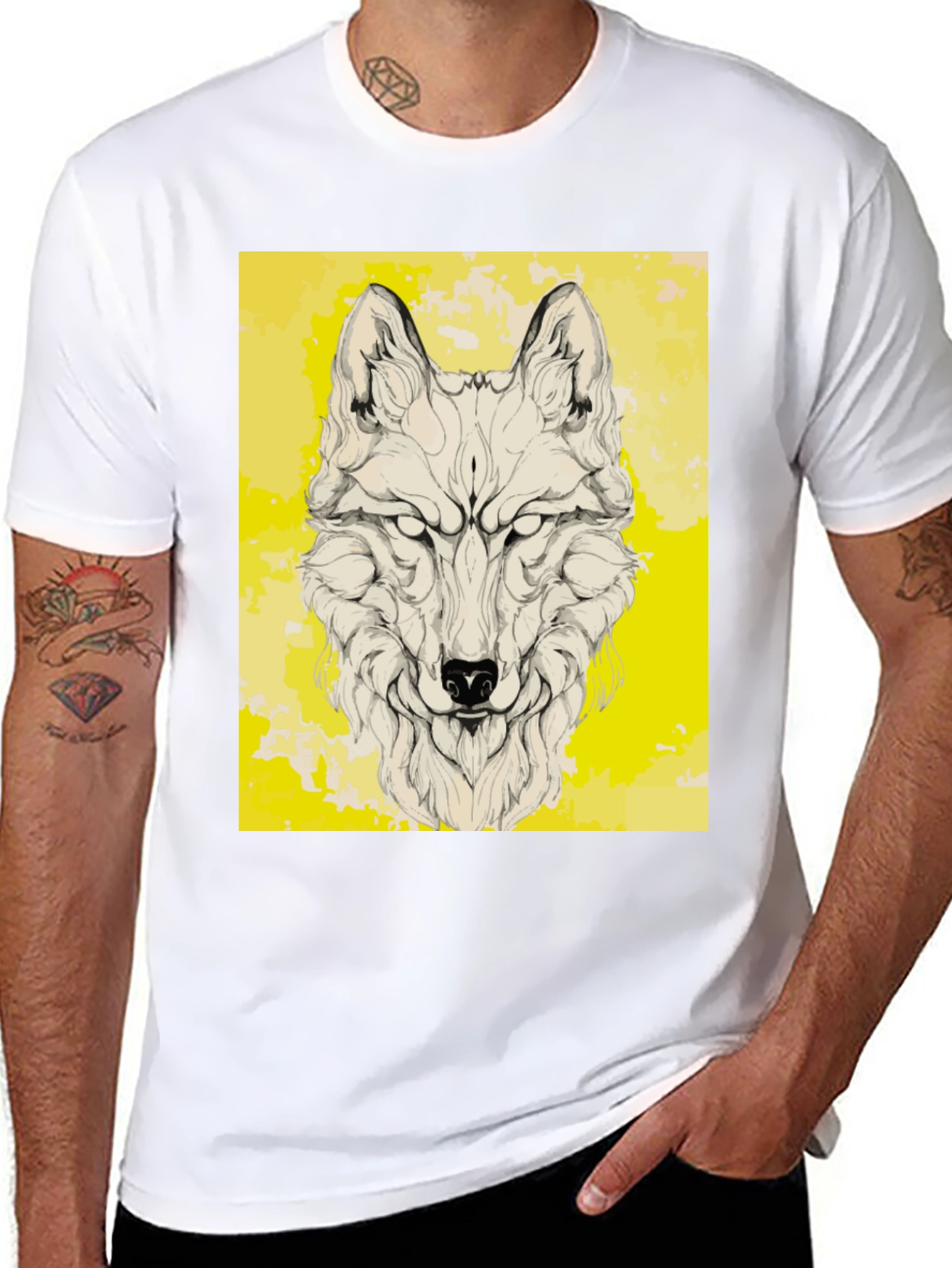 Wolf Graphic Print Black T-Shirt