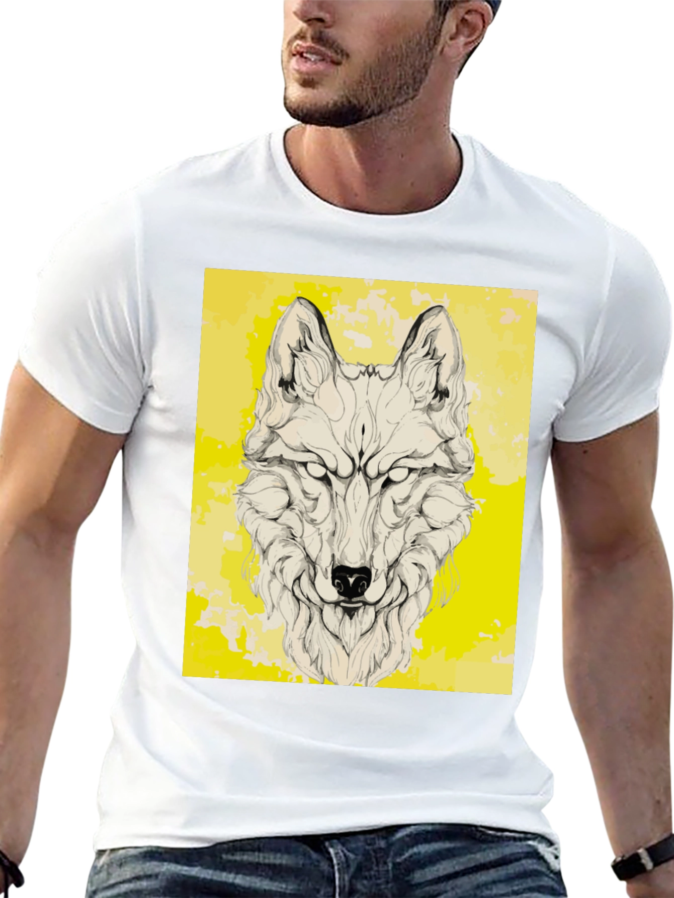 Wolf Graphic Print Black T-Shirt