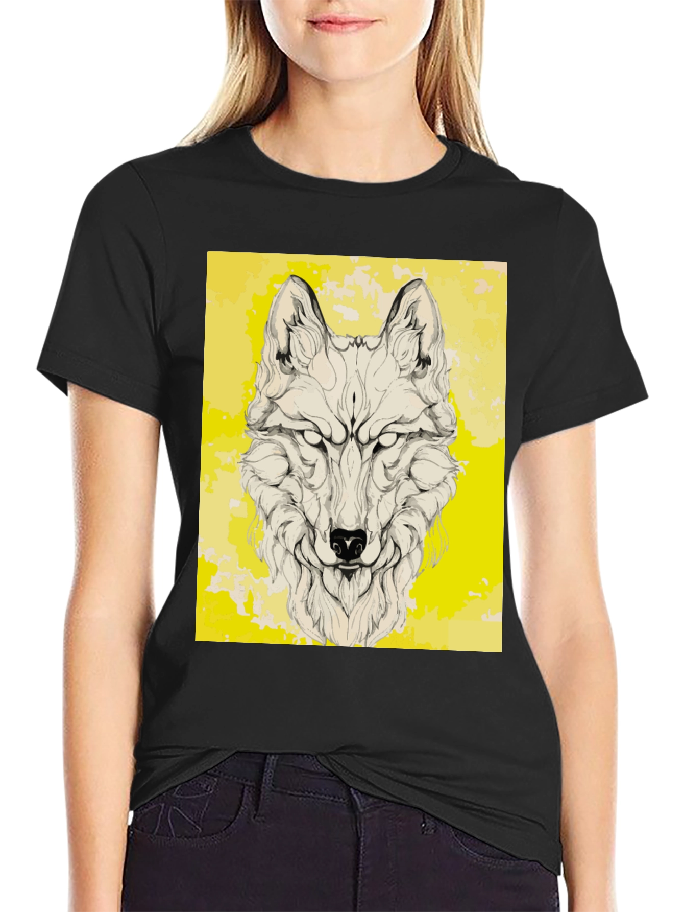 Wolf Graphic Print Black T-Shirt