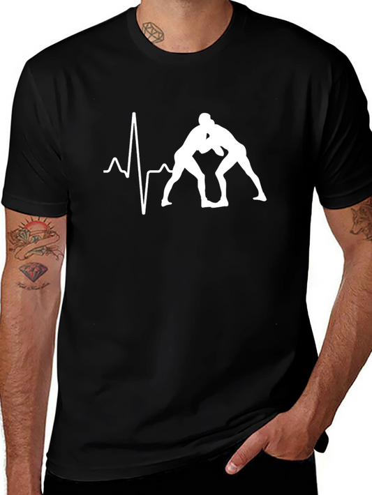 Wrestling Heartbeat T-Shirt - Black