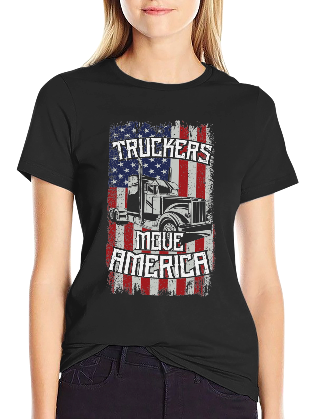 Truckers Move America Black T-Shirt