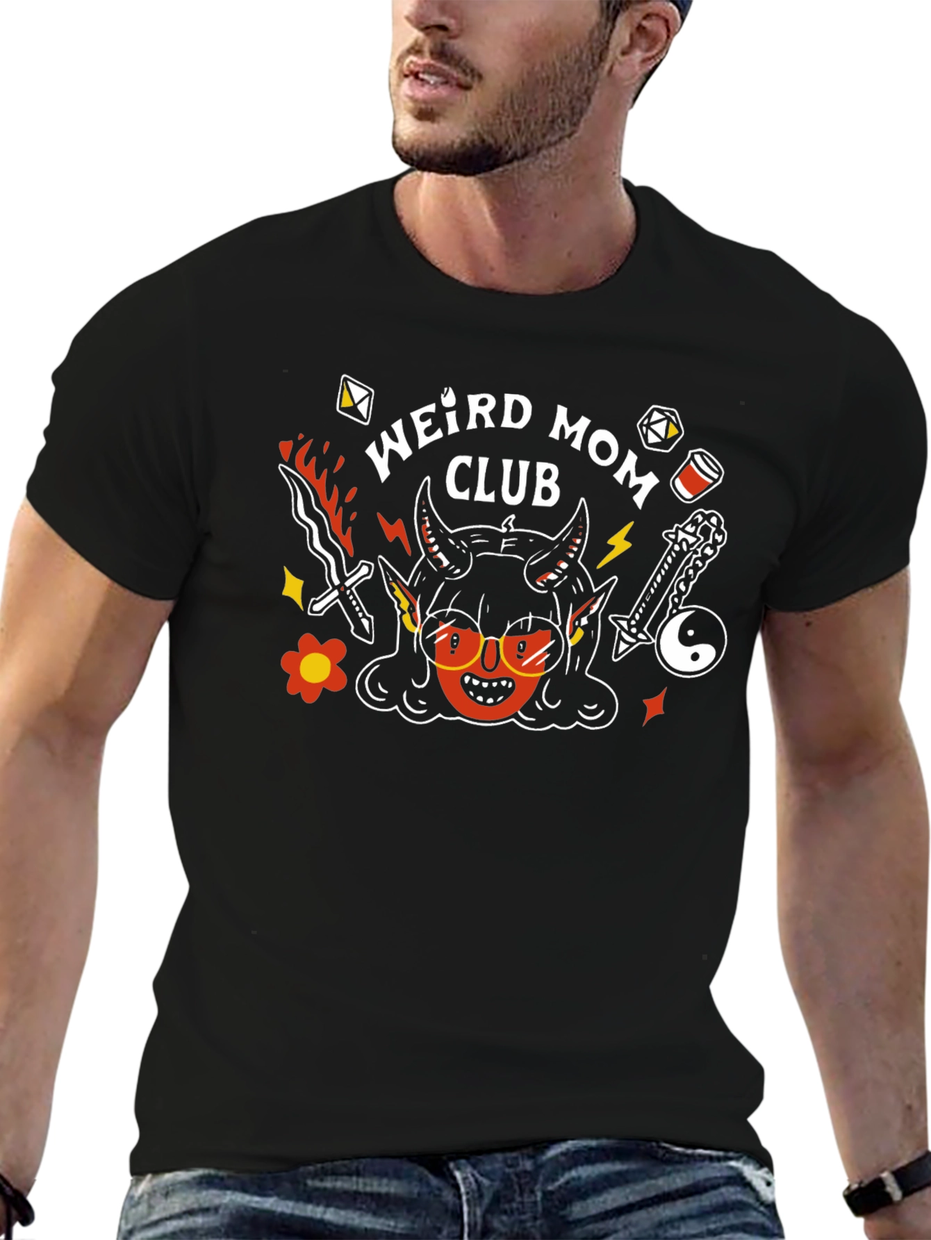 Weird Mom Club Graphic Tee - Black Cotton