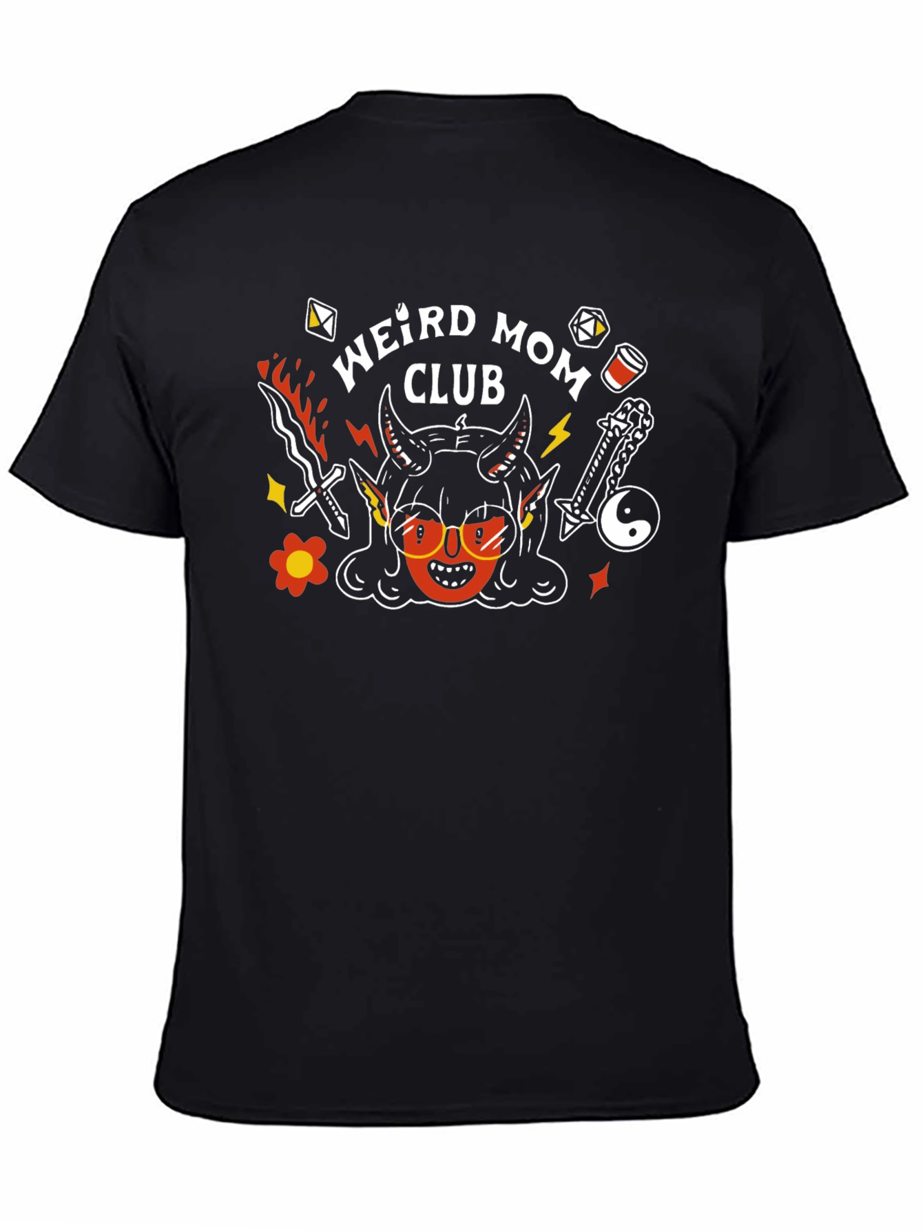 Weird Mom Club Graphic Tee - Black Cotton