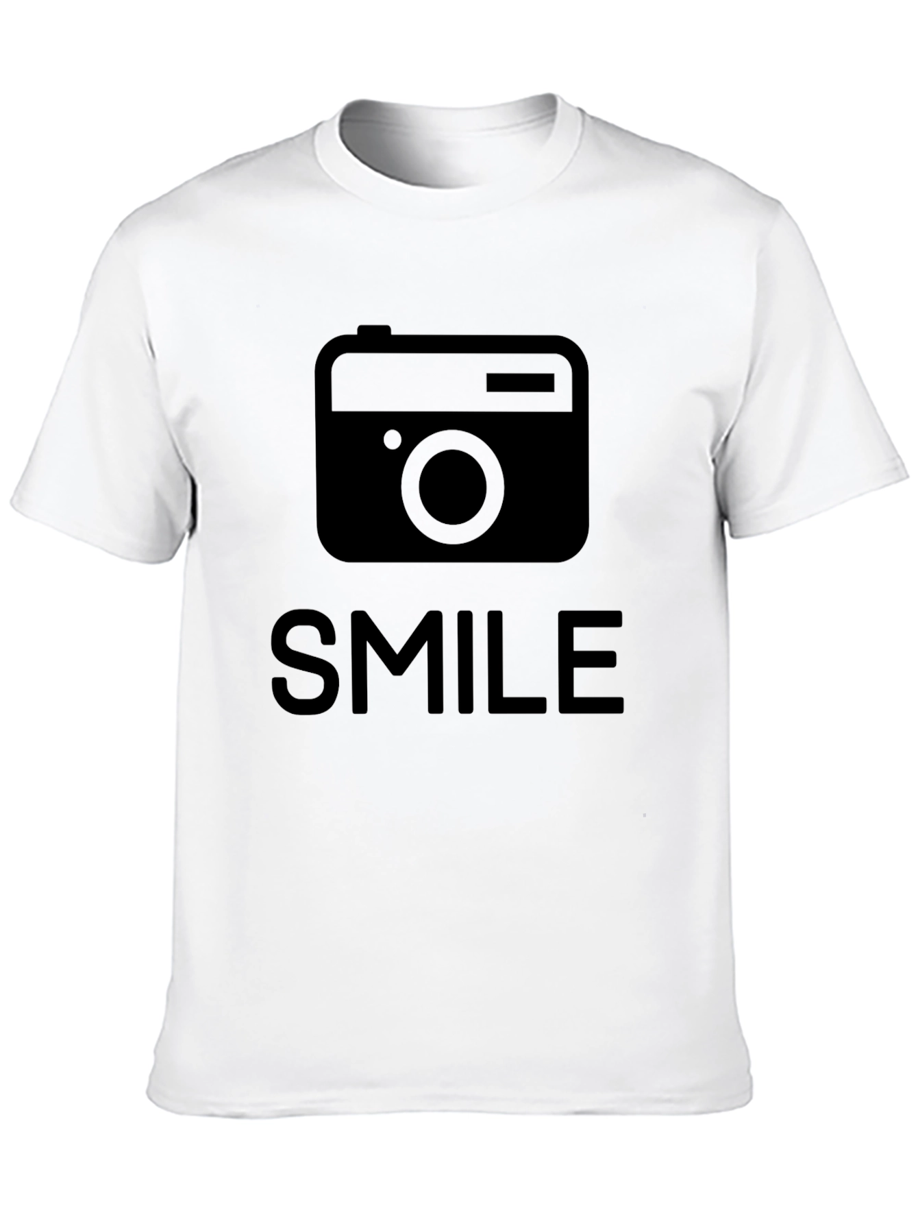 Smile Camera Graphic T-Shirt - Black Crew Neck Tee