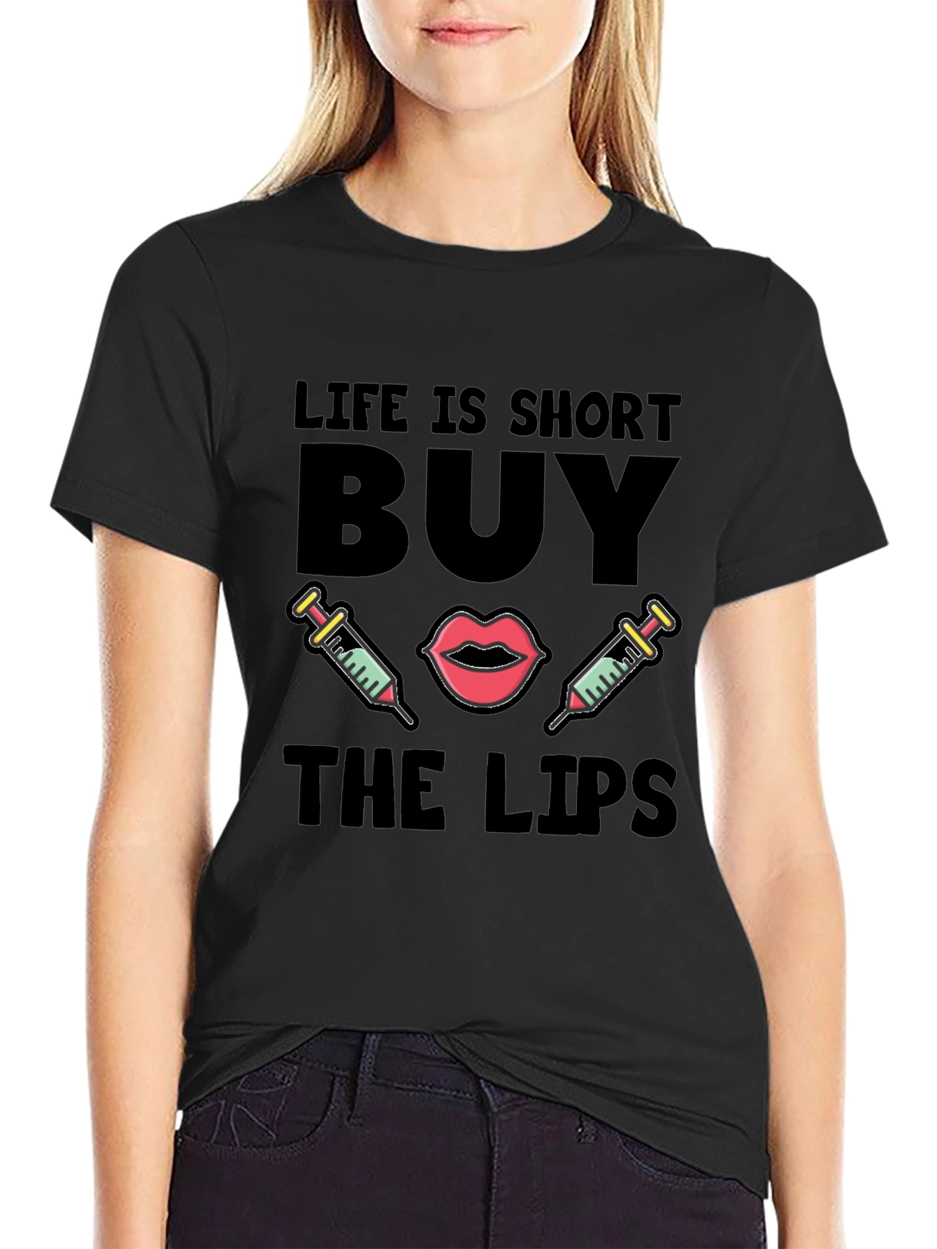 Life is Short Buy The Lips Graphic Tee