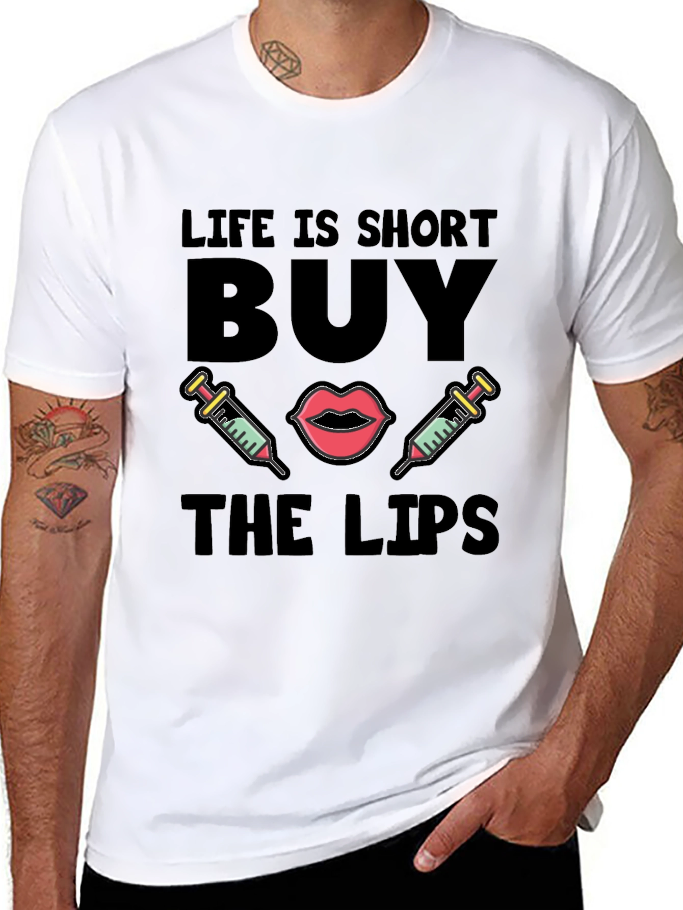 Life is Short Buy The Lips Graphic Tee