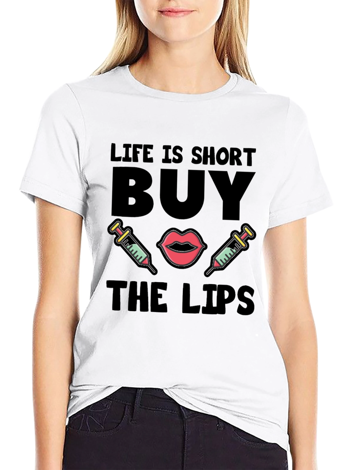 Life is Short Buy The Lips Graphic Tee